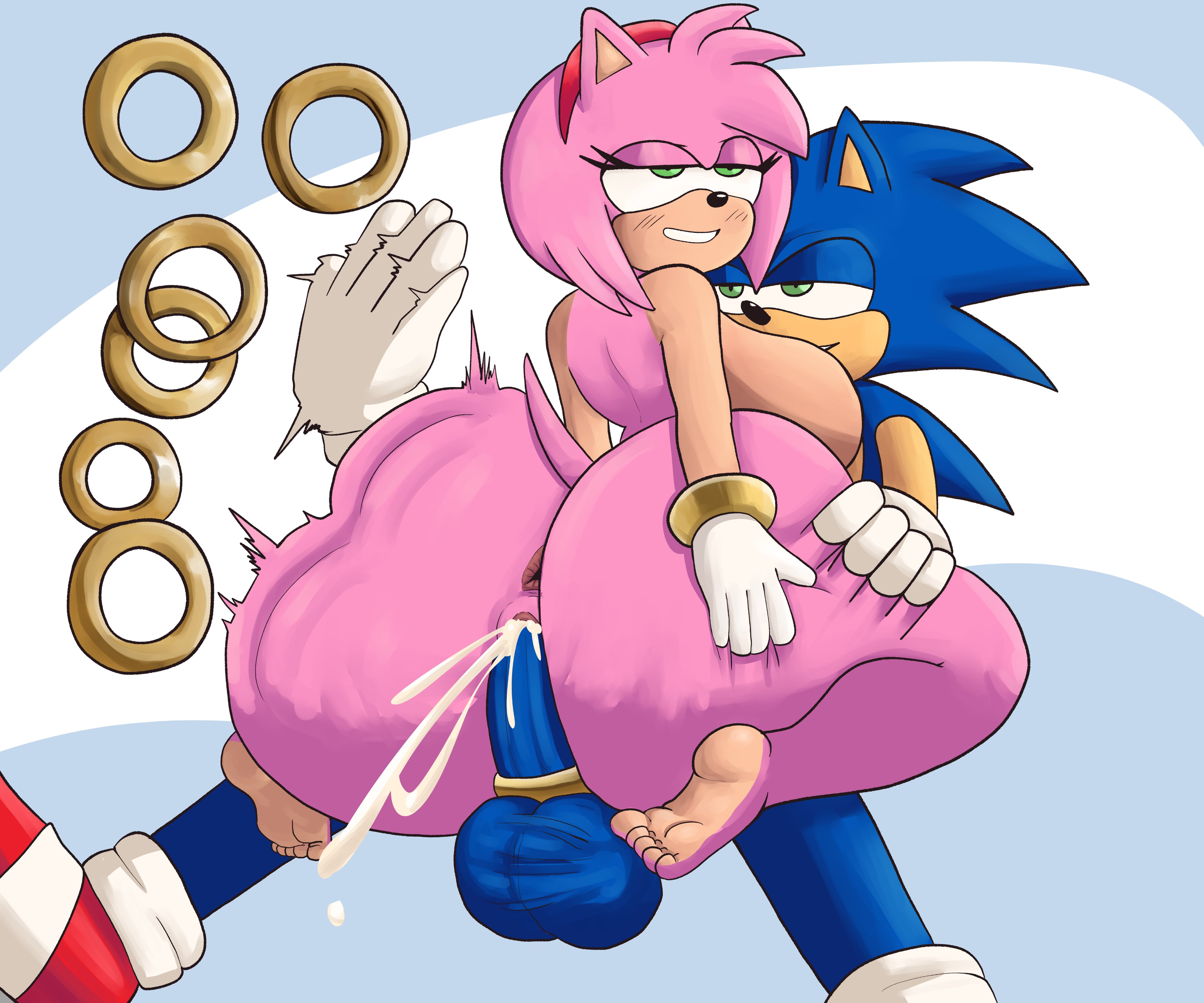 1boy, 1girls, amy rose, anthro, anus, ass, ass bigger than head, ass slap, balls, barefoot, big ass, big breasts, big penis, bottom heavy, breasts, bubble butt, busty, cock ring, cowgirl position, cum, cum in pussy, cum inside, fat ass, female, furry, furry only, gloves, half-closed eyes, hand on ass, hand on own ass, hands on another's ass, hands on ass, hedgehog, hetero, huge ass, jiggle, jiggling ass, large ass, large breasts, looking pleasured, losing rings, male, massive ass, nude, nude female, nude male, penis, pussy, riding, riding penis, ring (jewelry), rings, rippling ass, sex, shoes, slapping ass, smile, sonic (series), sonic the hedgehog, sonic the hedgehog (series), spanking, spanking ass, straight, straight sex, tail, thick ass, thick thighs, thunder thighs, tool01k, vaginal penetration, wide hips