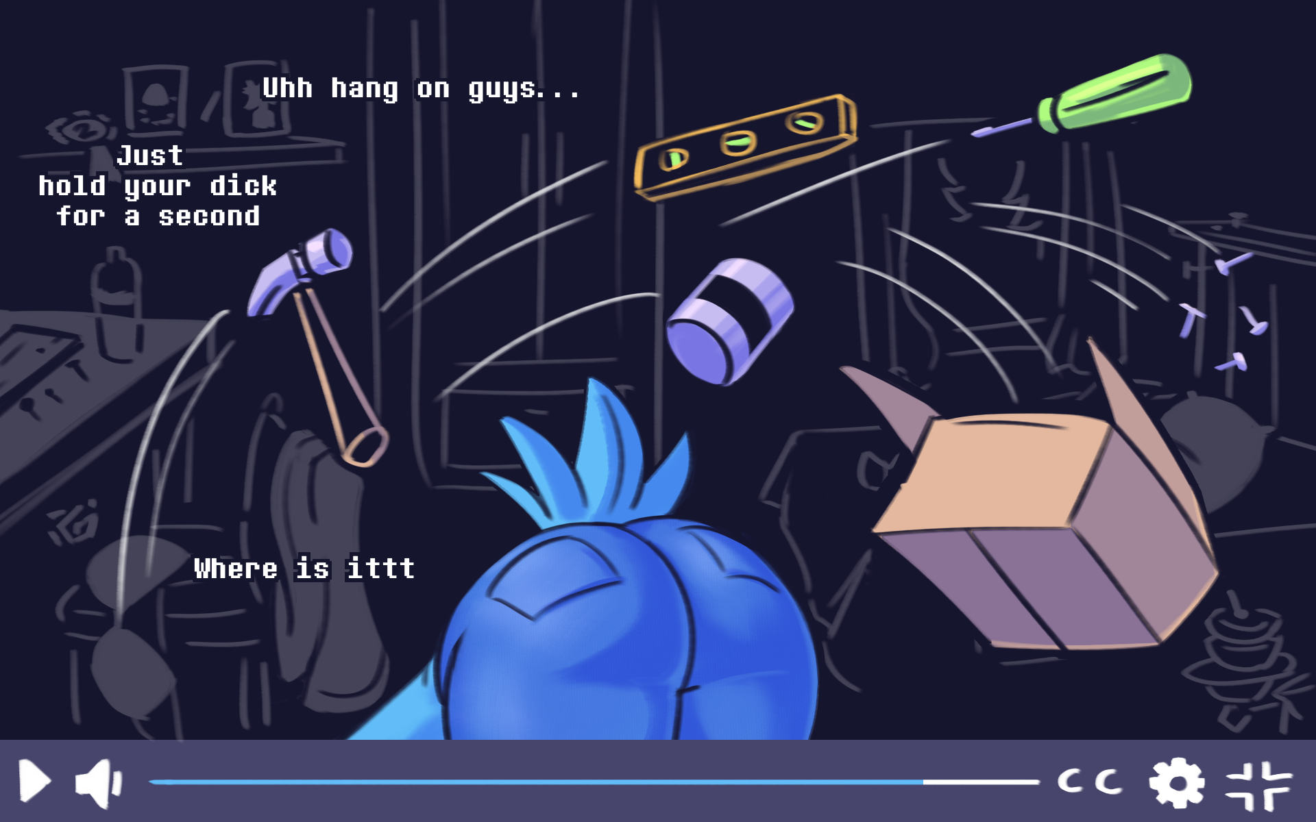 anthro, ass, avian, bed, bird, bottomwear, box, bra, can, clothing, comic, container, curvy figure, denim, denim bottomwear, denim clothing, dracozhilla, female, furniture, gesture, hammer, hi res, hourglass figure, humiliation, jeans, male, martlet (undertale yellow), monochrome, nails, pants, patreon, penis, penis humiliation, screwdriver, small penis humiliation, solo, suggestive, text, throwing, tools, undertale, undertale yellow, underwear, url, wide hips, wings