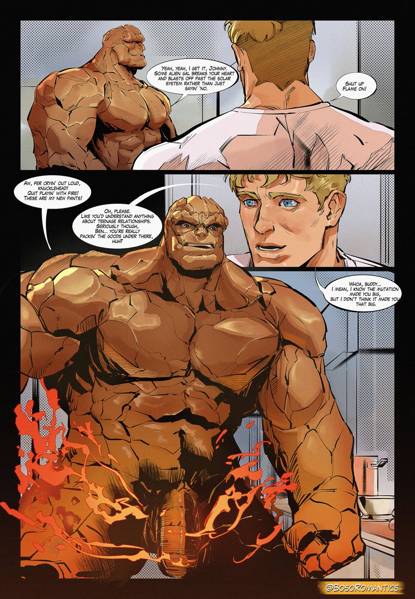 big penis, blonde hair, blonde male, blonde-haired male, blue eyes, bosoromantics, cock, comic, comic page, dick, fantastic four, fantastic four: first steps, gay, huge cock, human torch, human torch (marvel rivals), johnny storm, long penis, male, male only, marvel, marvel comics, marvel rivals, monster, muscular, muscular male, non-human, non-human head, penis, the thing (marvel rivals), the thing (marvel), thick penis