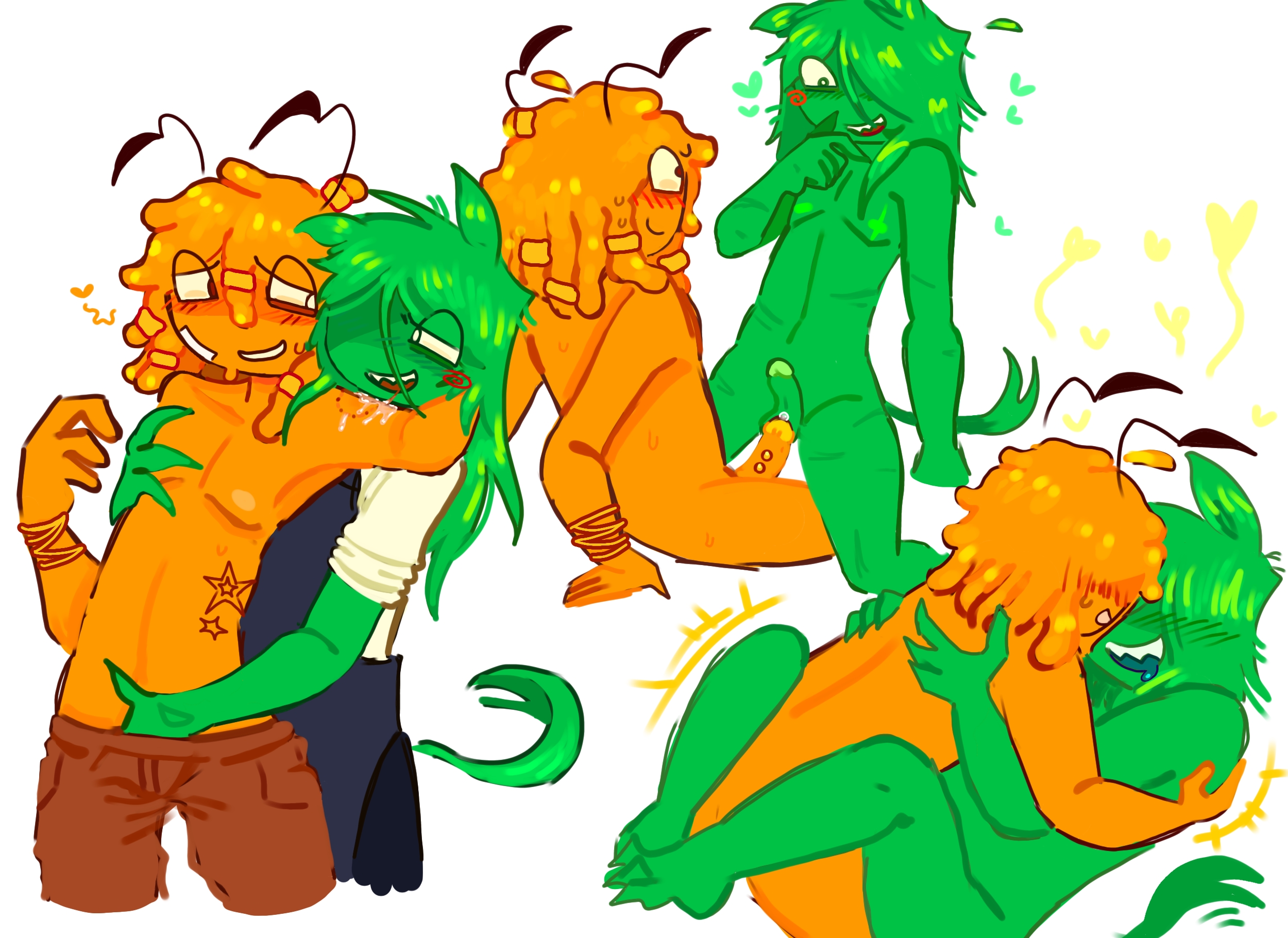 2boys, 2d, algebralien, anal, anal penetration, anal sex, battle for dream island, bfb, bite mark, blush, blushing, blushing male, color, colored, commission, fourteen (bfb), gay, gay sex, gijinka, green body, green skin, humanized, long hair, male, male only, male penetrated, male penetrating, male penetrating male, male/male, naked, naked male, non-human, non-human only, nude, nude male, object shows, on top, penetration, penis, penis in ass, ricky.jpg, sex, ten (bfb), toony, white background, x finds out his value, xfohv, yaoi, yellow body, yellow skin