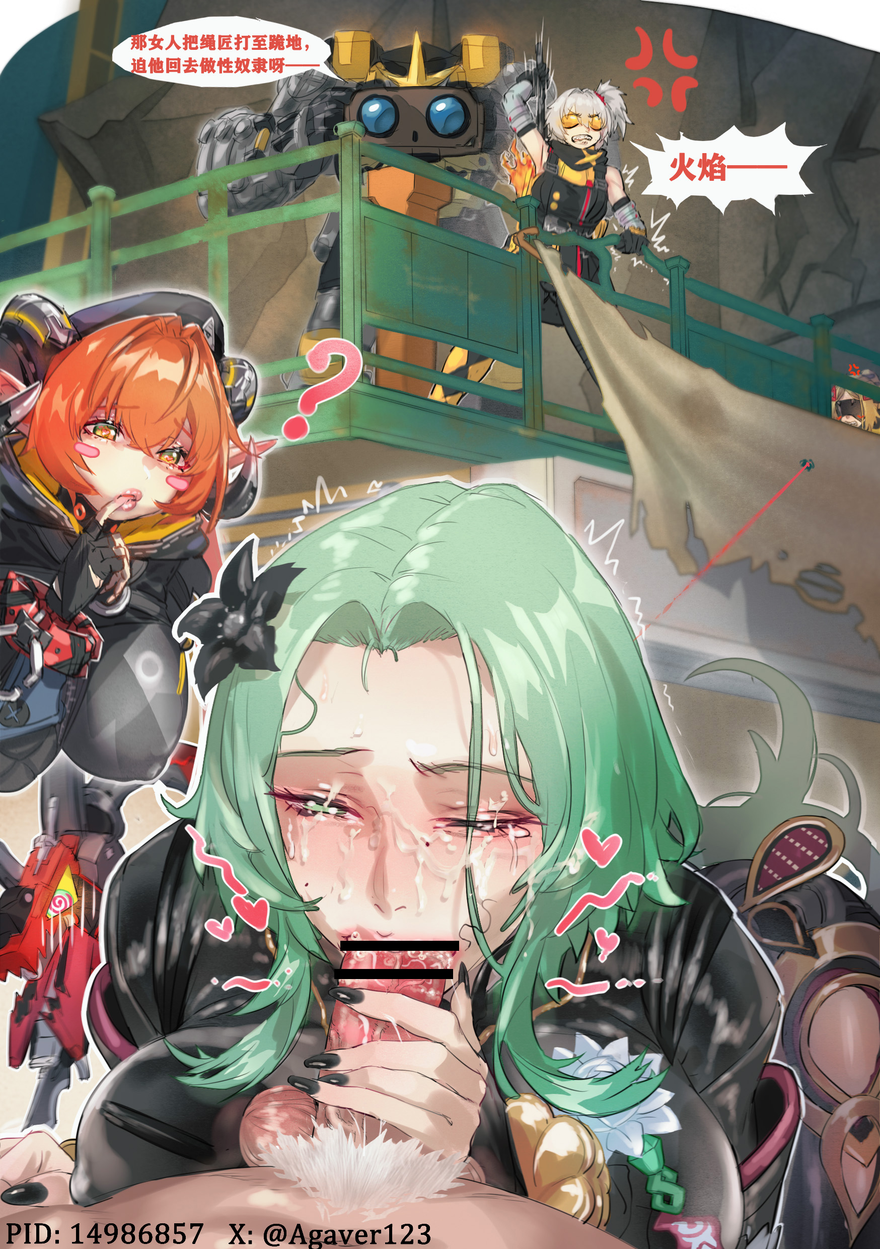 1boy, 4girls, agaver, black nails, blowjob, censor bar, censored, censored penis, colored nails, fellatio, female, hoyoverse, isolde (zenless zone zero), light skin, light-skinned female, long nails, male, male pov, mihoyo, mihoyo technology (shanghai) co. ltd., multiple females, multiple girls, npc (zenless zone zero), oral, oral penetration, oral sex, orphie magnusson, painted nails, penis, plump lips, seed (zenless zone zero), seed sr., soldier 11, trigger (zenless zone zero), wise (zenless zone zero), zenless zone zero