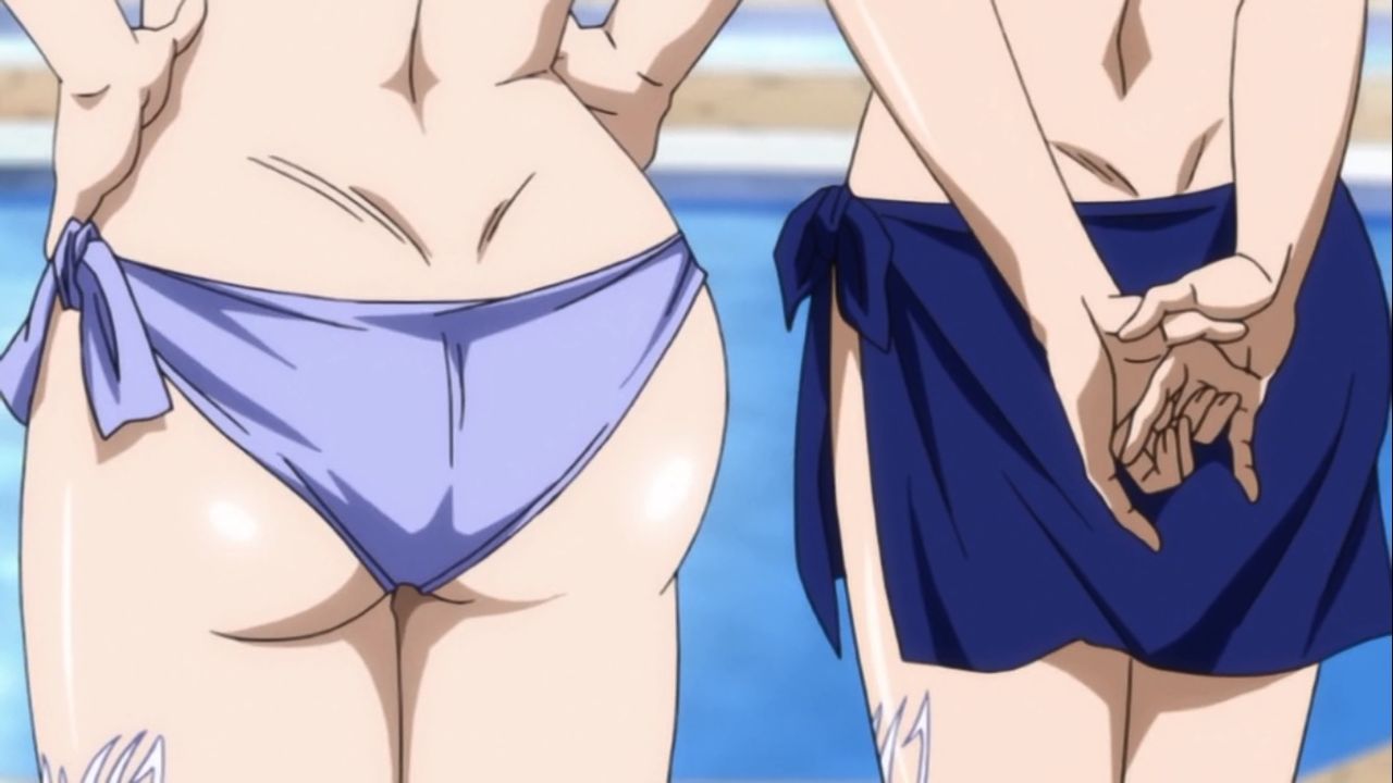 ass, big ass, bikini, blue eyes, fairy tail, female, legs, lisanna strauss, mirajane strauss, sisters