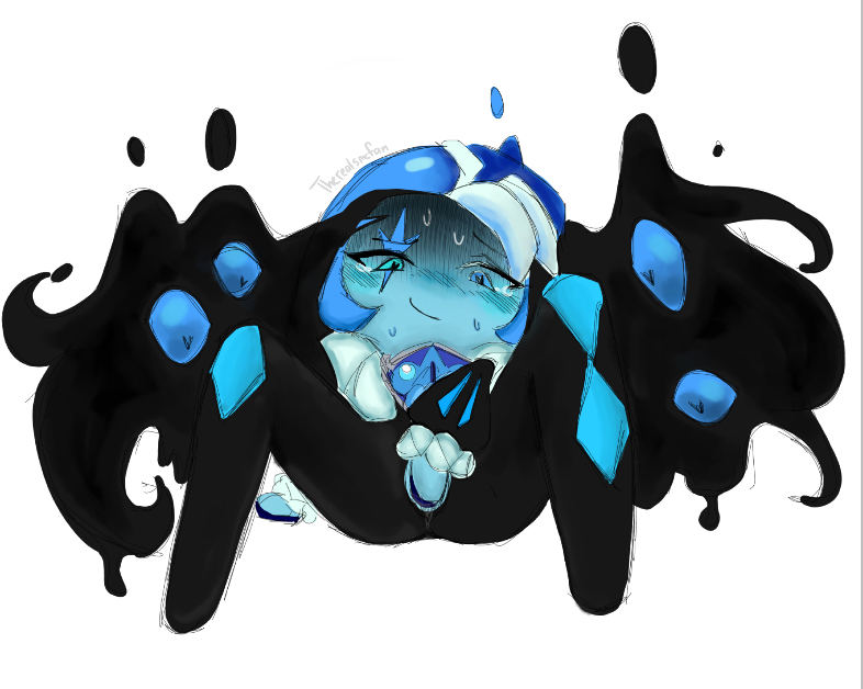 blush, cookie run, cum, cuntboy, fingering, intersex, male, masterbaiting, masturbation, shadow milk cookie, sweating, yaoi
