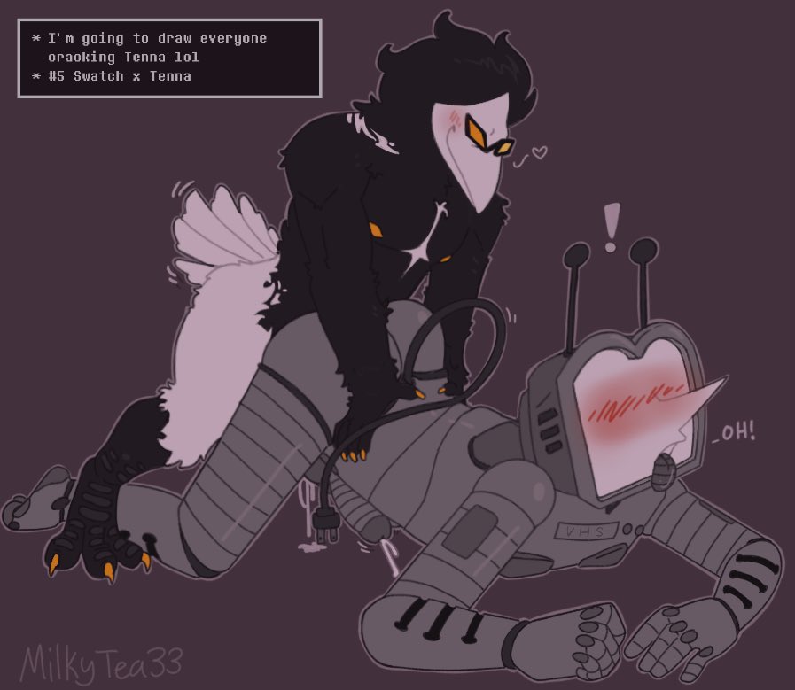 2boys, anal, anal sex, avian, bird, cumming, cumming while penetrating, darkner, deltarune, gay, gay sex, male, male only, milkytea33, multiple boys, multiple males, penetration, robot, robot boy, sunglasses, swatch (deltarune), tenna (deltarune), tv, tv head, undertale (series)