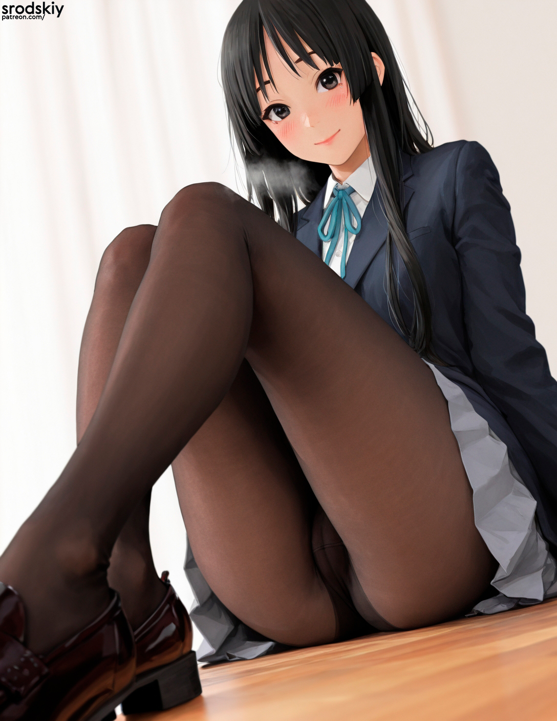 1girls, ai generated, ass, breasts, camel toe, cameltoe, cute, cute expression, cute eyes, cute face, feet, feet focus, female, female only, first person view, foot fetish, hips, k-on!, knees together, legs, lips, lipstick, looking at viewer, low-angle view, mio akiyama (k-on!), pantyhose, petite, petite body, petite breasts, petite female, pov, pov eye contact, sakuragaoka high school uniform, schoolgirl, shy, shy expression, sitting, small breasts, smile, soft breasts, solo, solo female, solo focus, srodskiy, tagme, teenage female, teenager, thin female, thin waist, tiny waist, vulgar, young, young female, younger female