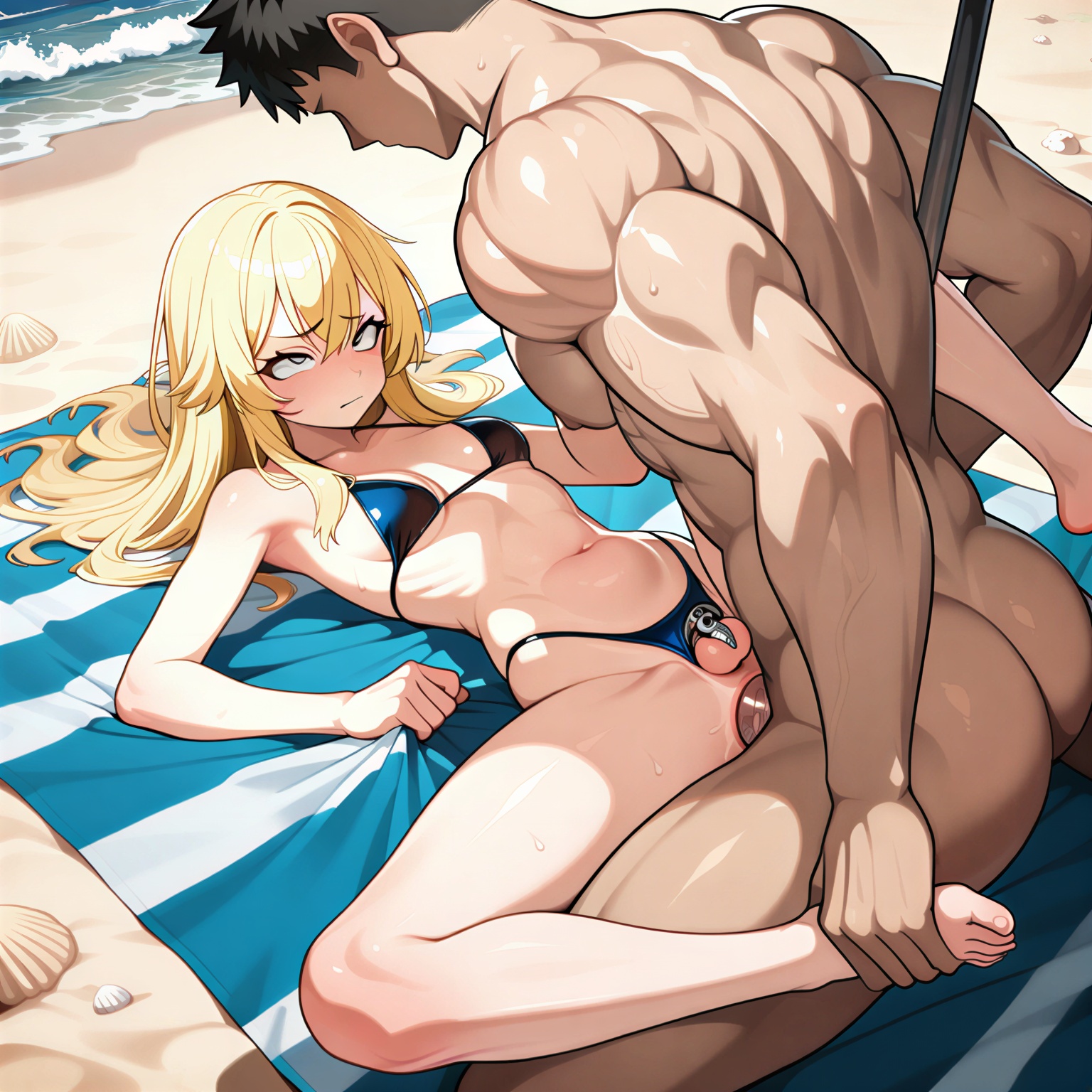 1femboy, 1futa, 2boys, abs, ai, ai art, ai assisted, ai generated, anal, anal sex, anal wife, beach, beach background, beach towel, beach umbrella, bikini, black hair, blackmail, blonde hair, blush, bully, bullying, caucasian, chastity cage, chastity device, clueless, emily (pixivaq), faceless male, feminine male, feminization, feminized male, foot grab, forced feminization, forced transition, futaboy, futanari, gay, girly, grabbing foot, grabbing sheets, hormone breasts, hormone replacement therapy, hrt, interracial domination, leg lift, locked penis, long eyelashes, long hair, male on femboy, male on futaboy, male only, missionary position, muscular, no girls allowed, on back, penis, penis size difference, pixivaq, seashell, shore, sissification, sissy, sissyfication, size difference, small breasts, snowbunny, supine, sweat, sweating, sweaty, this is your life now, towel, trans, trans woman, unsure, water, waves, worried, worried expression, yaoi