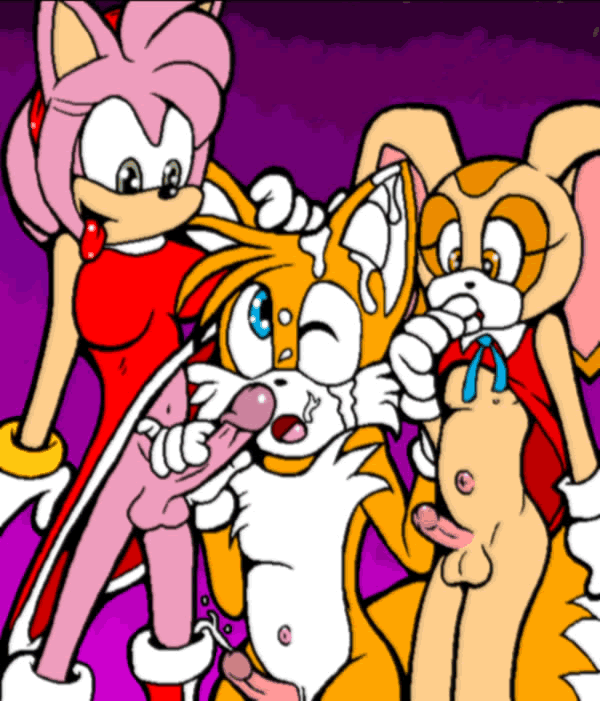 amy_rose archie_comics clothing cream_the_rabbit cub exposed_torso footwear futa futanari handwear penis sega sonic_(series) sonic_team straight_hair tails toonpimp what yaoi