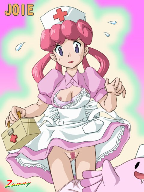 bra breasts chansey drooling nintendo nipples nurse nurse_joy panties pink_hair pokemon pubic_hair pussy tagme vagina zummy