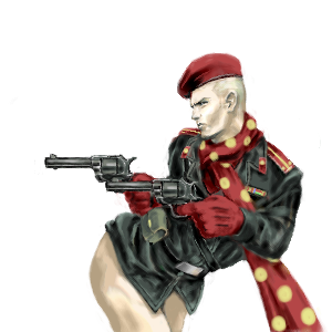 1:1 1boy belt beret blonde_hair bottomless dual_wielding fabulous gaki_deka gay gloves gun guns_akimbo handgun hat lowres male male_only metal_gear metal_gear_solid metal_gear_solid_3 parody polka_dot revolver revolver_ocelot scarf solo source_request uniform weapon young young_ocelot