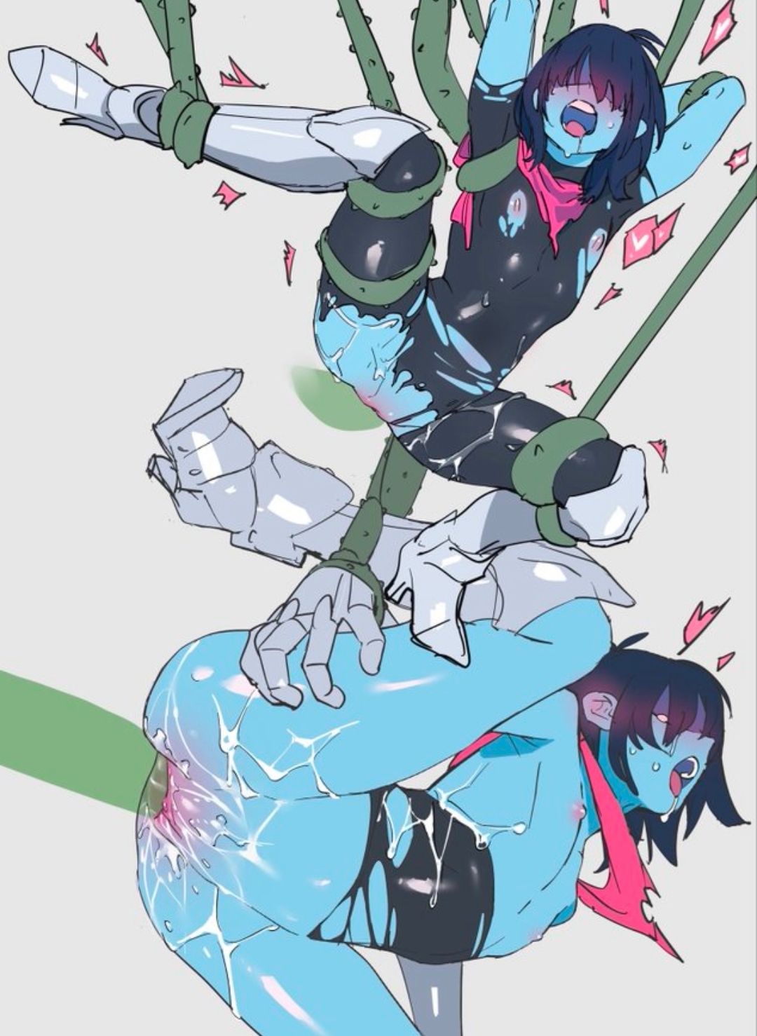 bondage, deltarune, kris (deltarune), kris female (deltarune), luantama1, nipple play, tentacle, tentacle rape, tentacle sex, vaginal penetration