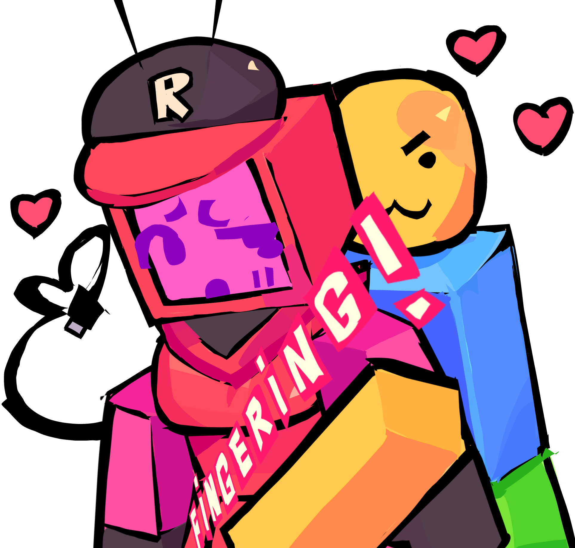 artist request, blocky body, cropped, forsaken (roblox), implied fingering, no visible genitalia, noob (forsaken), request, roblox, roblox game, robloxian, tagme, veeronica