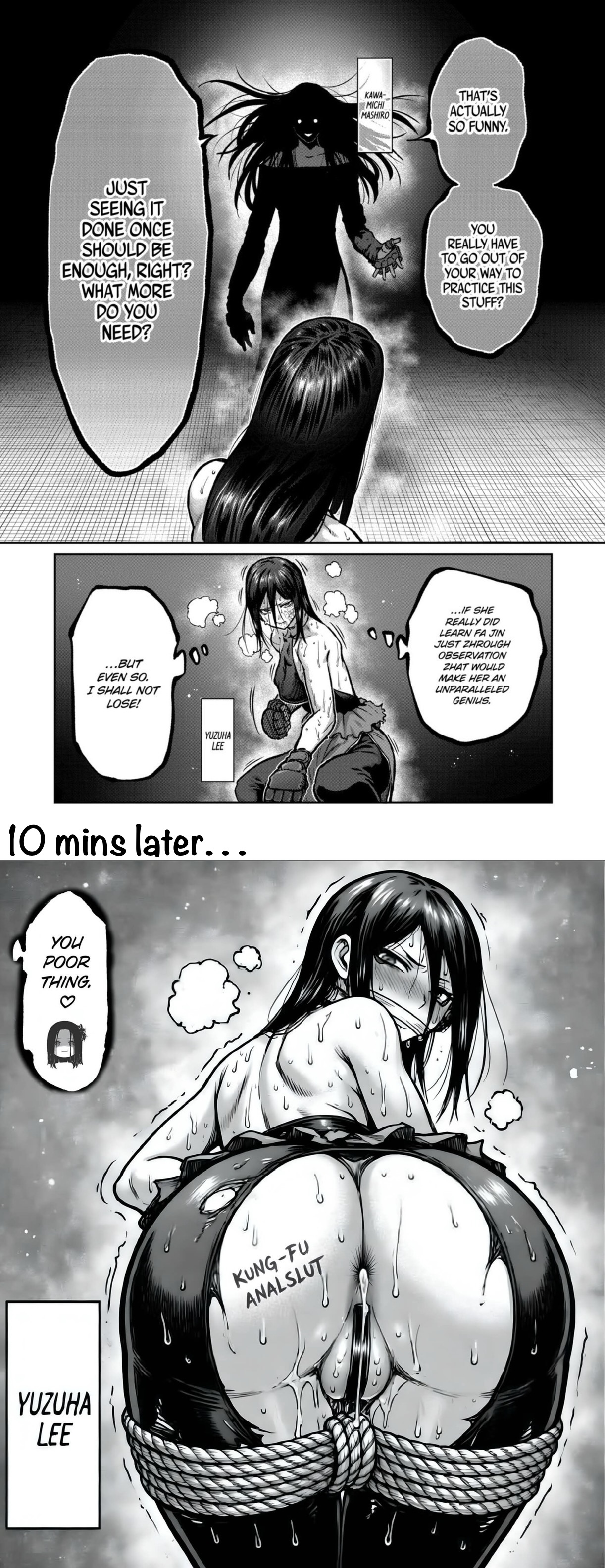 2026, 2d (artwork), 2girls, after anal, after rape, alternative situation, alternative version, anal, anal access, anal only, anal only maebari, anal rape, angry, angry expression, anus, ass rape, athletic female, bad end, big ass, blush, body writing, bondage, butt, butt crack, butt focus, buttslut, chinese clothes, chinese dress, chinese female, cum in ass, defeat rape, defeated, defeated heroine, defiant, defiant sub, edited art, edited official artwork, embarrassed, fighting ring, fighting stance, gag, heroine in trouble, high resolution, humiliation, isshou senkin, kengan (series), kung fu, maam (artist), maebari, manga, manga page, manga style, mma gloves, mouth gag, non canon, rape, star: strike it rich, sweat, tomboy, villainess dominating heroine, villainess on heroine, yuzuha lee