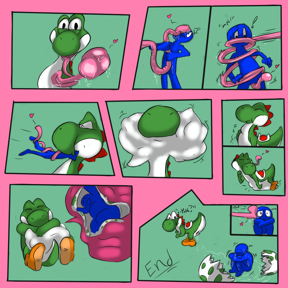 2others ambiguous_gender comic da~blueguy drooling egg endosoma feral forced heart in_mouth internal long_tongue mario_(series) nintendo pussy pussy_juice saliva scared swallowing text tongue tongue_grab tongue_out tongue_wrap vore wet yoshi