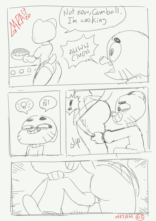 1boy, 1girls, ass, big breasts, breasts, cartoon network, cleavage, female, fur, furry, garabatoz, gumball watterson, incest, male, nicole watterson, tail, tawog, the amazing world of gumball