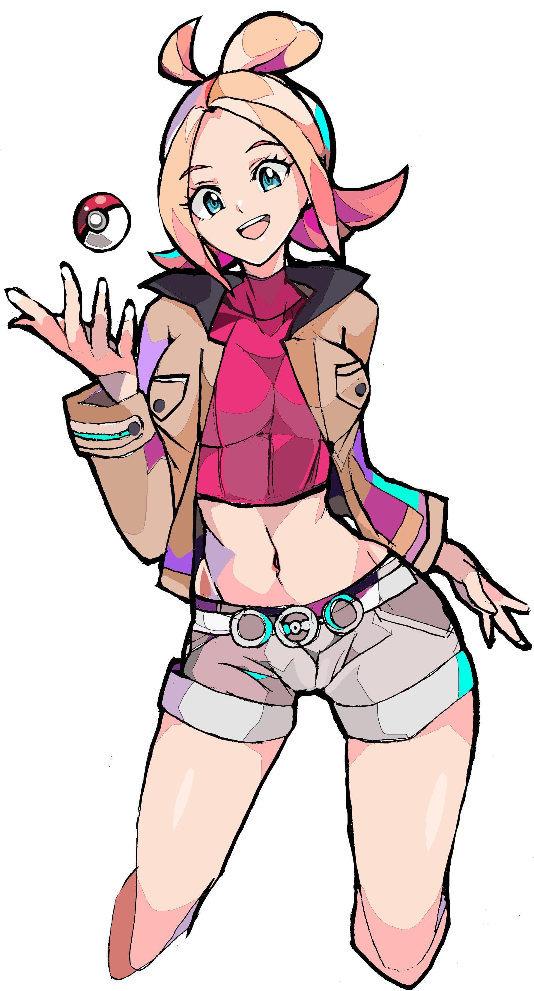 1girls, clothed, clothing, enpe, female, game freak, gradient hair, nintendo, pokemon, pokemon legends: z-a, solo, taunie (pokemon), townie (pokemon), white background