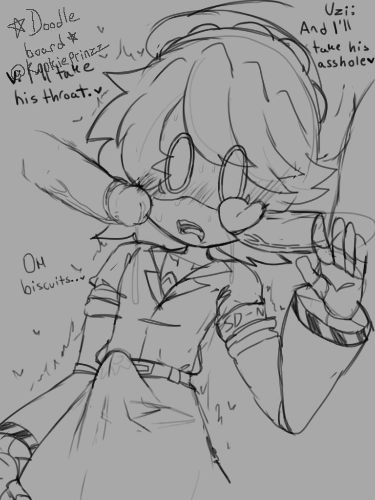 1boy 2futas 2girls blush blush boner boner_in_pants boner_under_clothes futanari glitch_productions hard_on imminent_sex kookieprinzz murder_drones n_(murder_drones) precum precum_stain turned_on uzi_(murder_drones) v_(murder_drones)