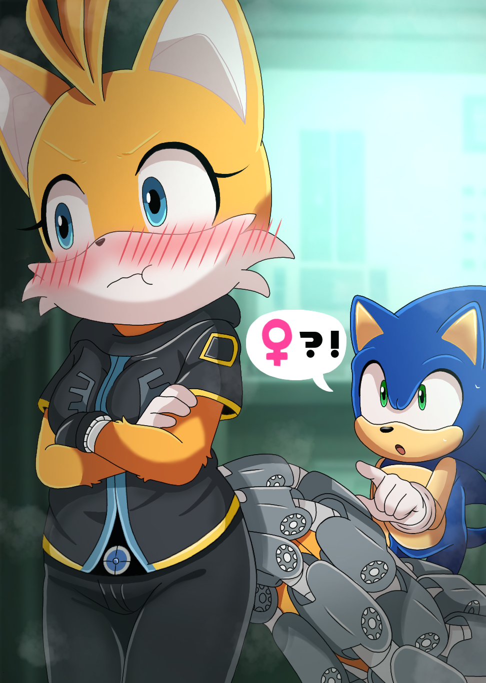 angry angry_expression angry_face blue_body blue_eyes blue_fur blue_skin blush blush blush_lines breasts clothes crossed_arms digital_drawing digital_drawing_(artwork) digital_media_(artwork) female female_focus fox fox_ears fox_girl girl green_eyes hedgehog male/female miles_tails_prower pointing pussy rule_63 sega small_breasts sonic_(series) sonic_(series) sonic_adventure_2 sonic_prime sonic_the_hedgehog sonic_the_hedgehog_(archie) sonic_the_hedgehog_(comics) sonic_the_hedgehog_(idw) sonic_the_hedgehog_(series) tails tails tails_nine tails_the_fox tailsko tailsprop video_game video_game_character video_game_franchise video_games yellow_body yellow_fur