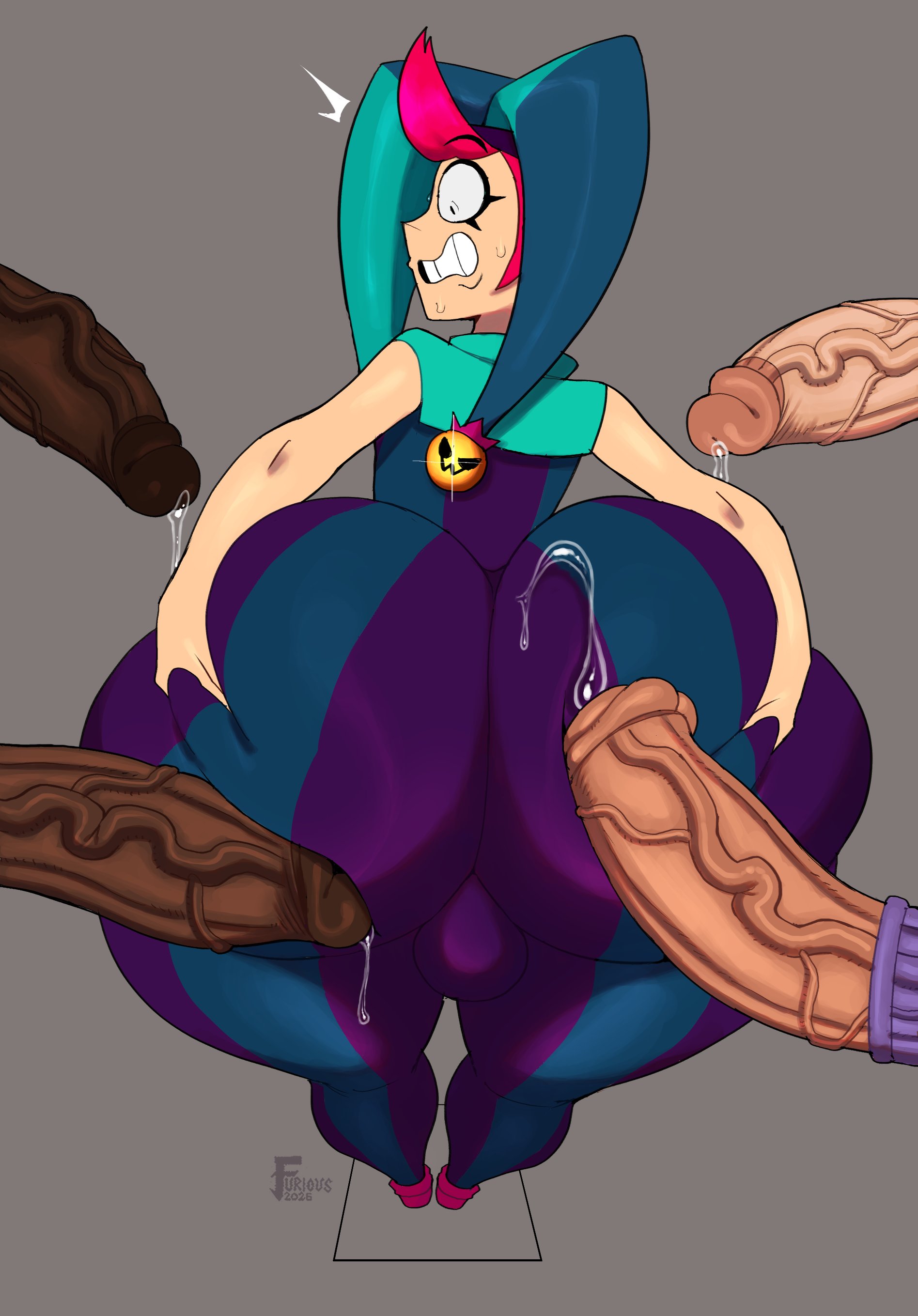 2026, 2d, 5boys, ass, back view, backsack, brawl stars, bubble butt, bulge, chester (brawl stars), equine penis, erect penis, eyelashes, femboy, furiousart, gangbang, gay, horsecock, huge ass, imminent sex, interracial, jester, precum, shocked expression, spread ass, supercell, sweating, tagme, thrusting into ass, voluptuous, voluptuous body, yaoi, zrfurious