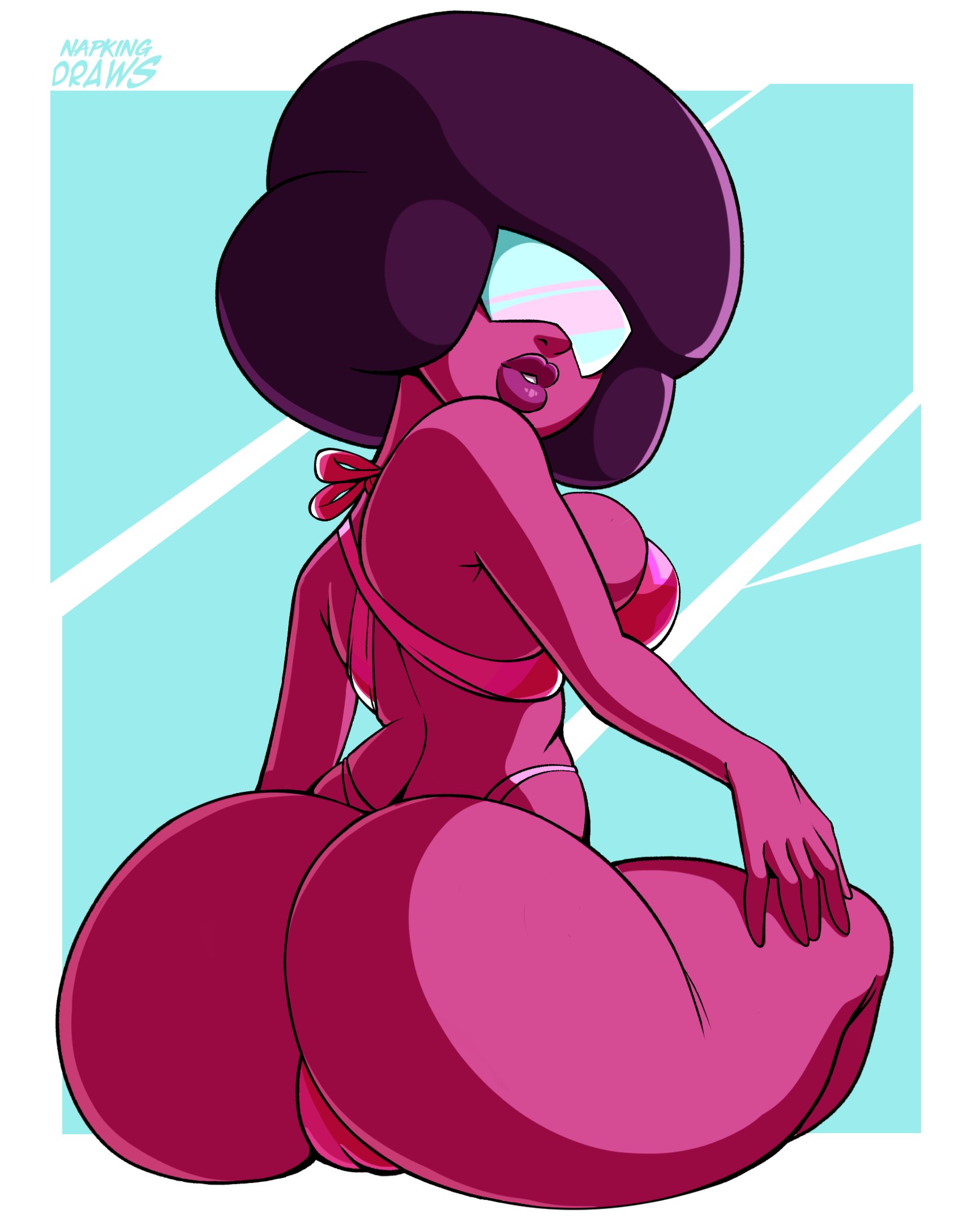 1girls, alien, alien girl, alien humanoid, ass, big ass, big breasts, black hair, breasts, cartoon network, female, garnet (steven universe), gem fusion, glasses, humanoid, napking, steven universe, thick thighs, wide hips