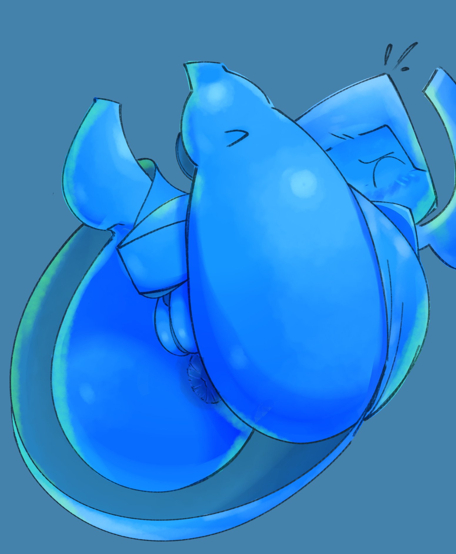 allay, allay (minecraft), anus, ass, blue body, blush, captivemimic, female, female only, hyper, hyper ass, microsoft, minecraft, mojang, no mouth, pussy, simple background, sketch, square head, vagina