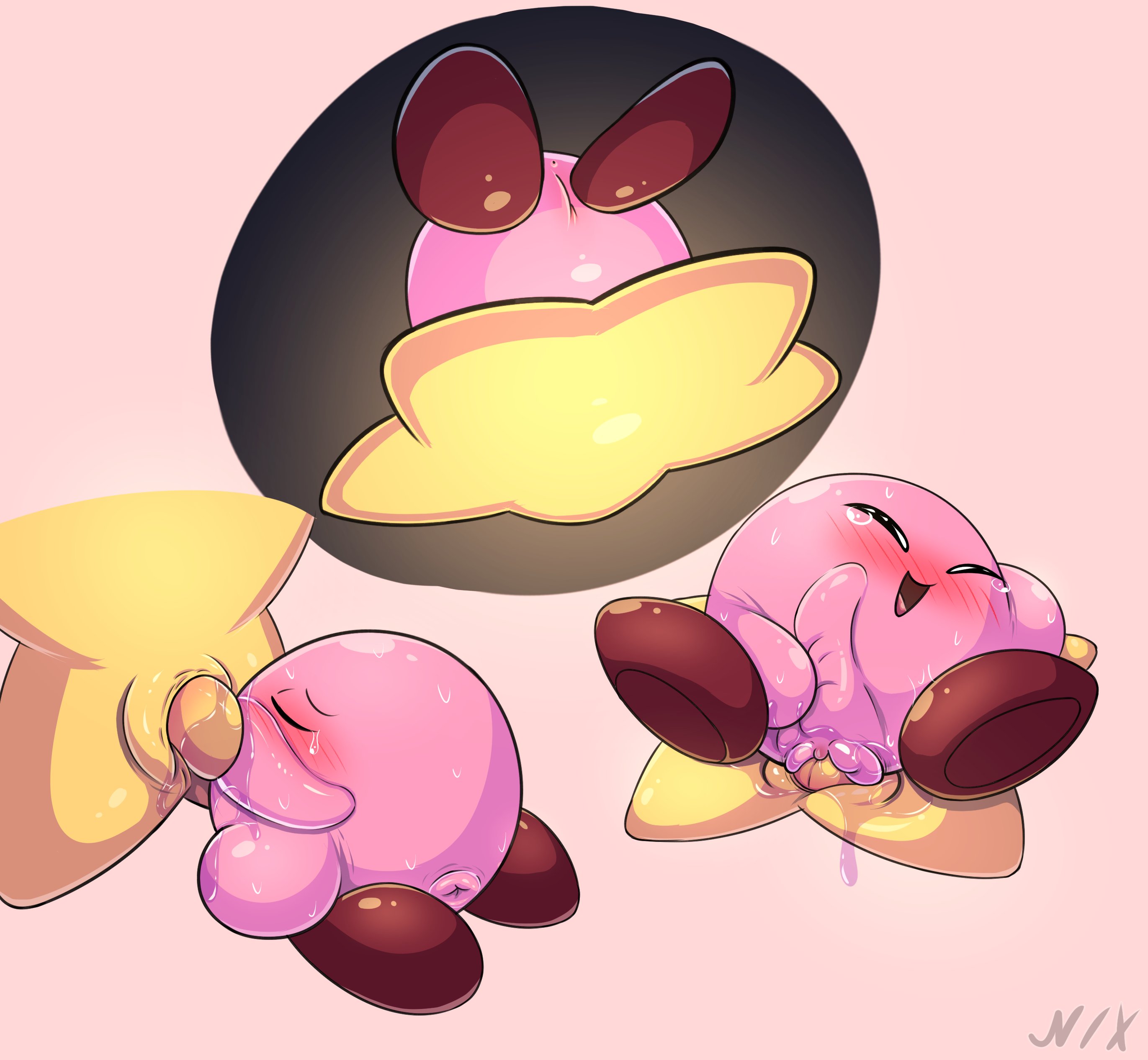 ass, asshole, female, genital slit, happy, kirby, kirby (series), male, nintendo, nixkirb18, penis, pussy, sucking penis, tagme, tapering penis, waddling head, warp star