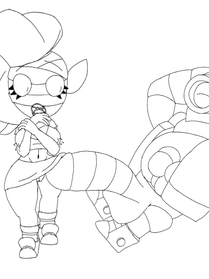 big_ass big_breasts big_penis brawl_stars clothing emz_(brawl_stars) enchantment ograniczony one_girl one_man panties pussy robot slippers stomach