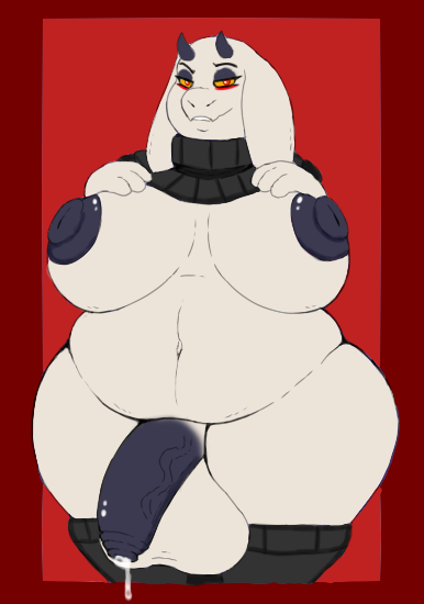 1futa areola big_breasts boss_monster breasts caprine corruption cum futa_only futanari goat hand_on_breast horn intersex long_ears mammal monster nipples penis pfh red_eyes slightly_chubby thick_thighs toriel uncut undertale video_games wide_hips