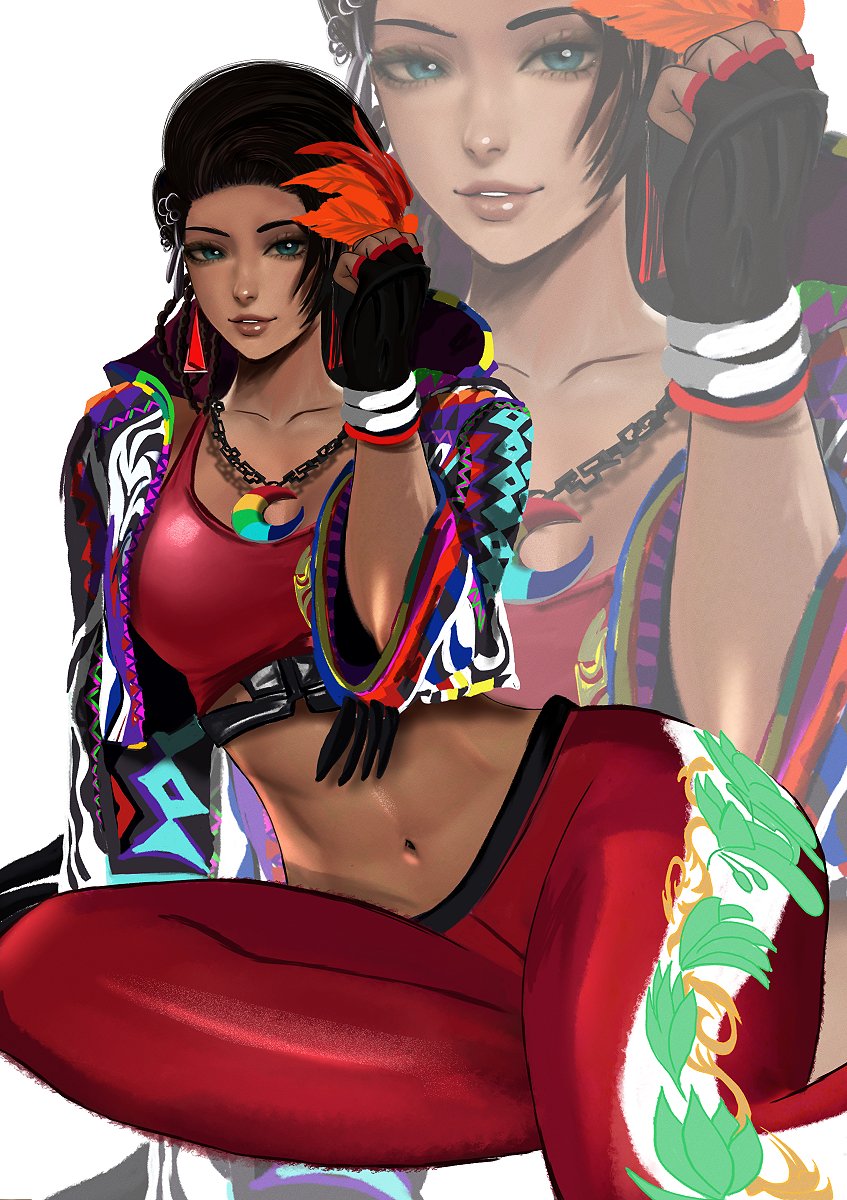 1girls abs athletic_female azucena_milagros_ortiz_castillo big_ass dark-skinned_female female female_only kittymiya looking_at_viewer midriff namco navel peruvian_female safe sfw tekken tekken_8 thick_thighs tight_clothing tight_fit tomboy