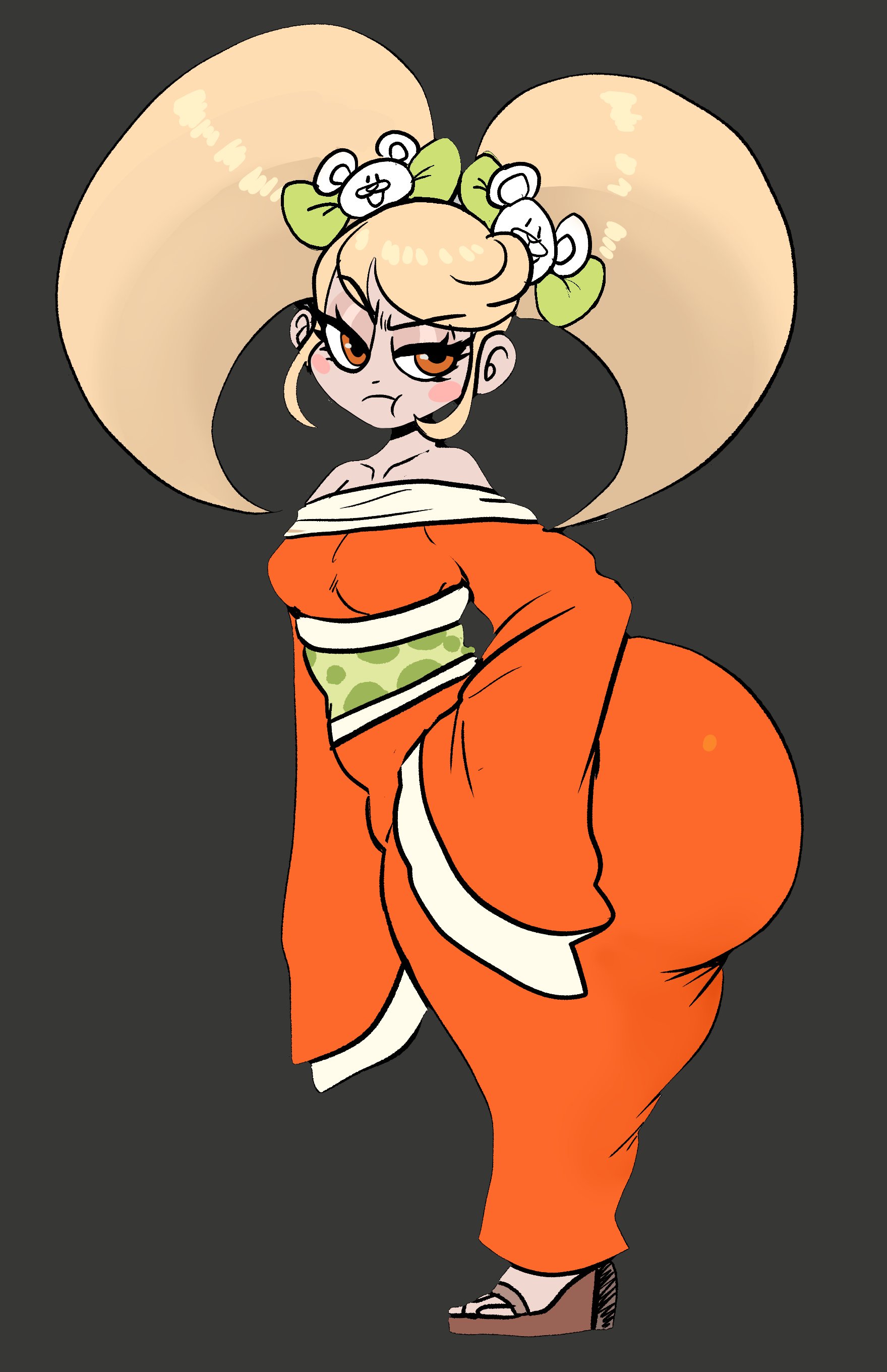 1girls, alternate version available, ass, big ass, blonde hair, bottom heavy, bratty, clothed, clothing, danganronpa, danganronpa 2: goodbye despair, dress, fat ass, fat butt, female, fully clothed, gigantic ass, heavy bottom, huge ass, kimono, lemonadepikachu, saionji hiyoko, short, short female, shortstack, solo, solo female, tagme