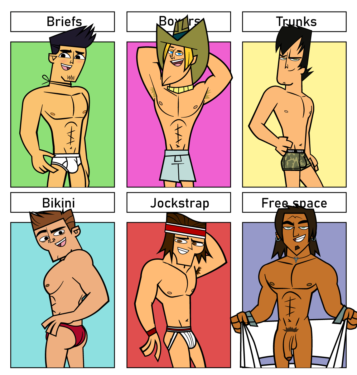 6+boys 6boys abs alejandro_burromuerto_(tdi) armpit_hair armpits arms_behind_head black_eyes black_hair blonde_hair blue_eyes boxers_(clothing) brown_eyes brown_hair cartoon_network cleft_chin cock devin_(tdi) dick don_(tdi) flashing gay geoff_(tdi) green_eyes hand_behind_head jockstrap jockstrap_only light-skinned_male looking_at_viewer male male_only pubic_hair smile soul_patch tdda19 the_ridonculous_race topless_male total_drama_island towel trent_(tdi) tyler_(tdi) uncut underwear underwear_only