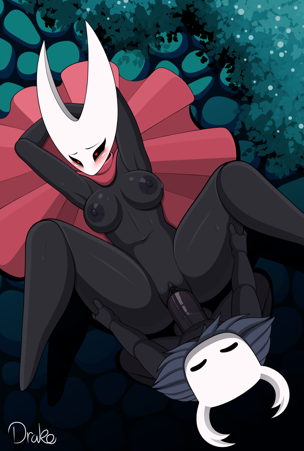 <3 eyes, 2023, animal humanoid, armpits, arthropod, arthropod humanoid, barefoot, black body, blush, breasts, brother, brother and sister, conditional dnp, drako1997, duo, female, female penetrated, genitals, heart, hi res, hollow knight, hornet (hollow knight), humanoid, humanoid on humanoid, humanoid penetrated, humanoid penetrating, humanoid penetrating , incest, sister, team cherry, the knight (hollow knight)