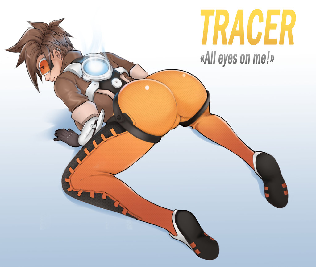 1girls, ass, bubble ass, bubble butt, female, female only, ohchiri, overwatch, presenting, solo, tracer