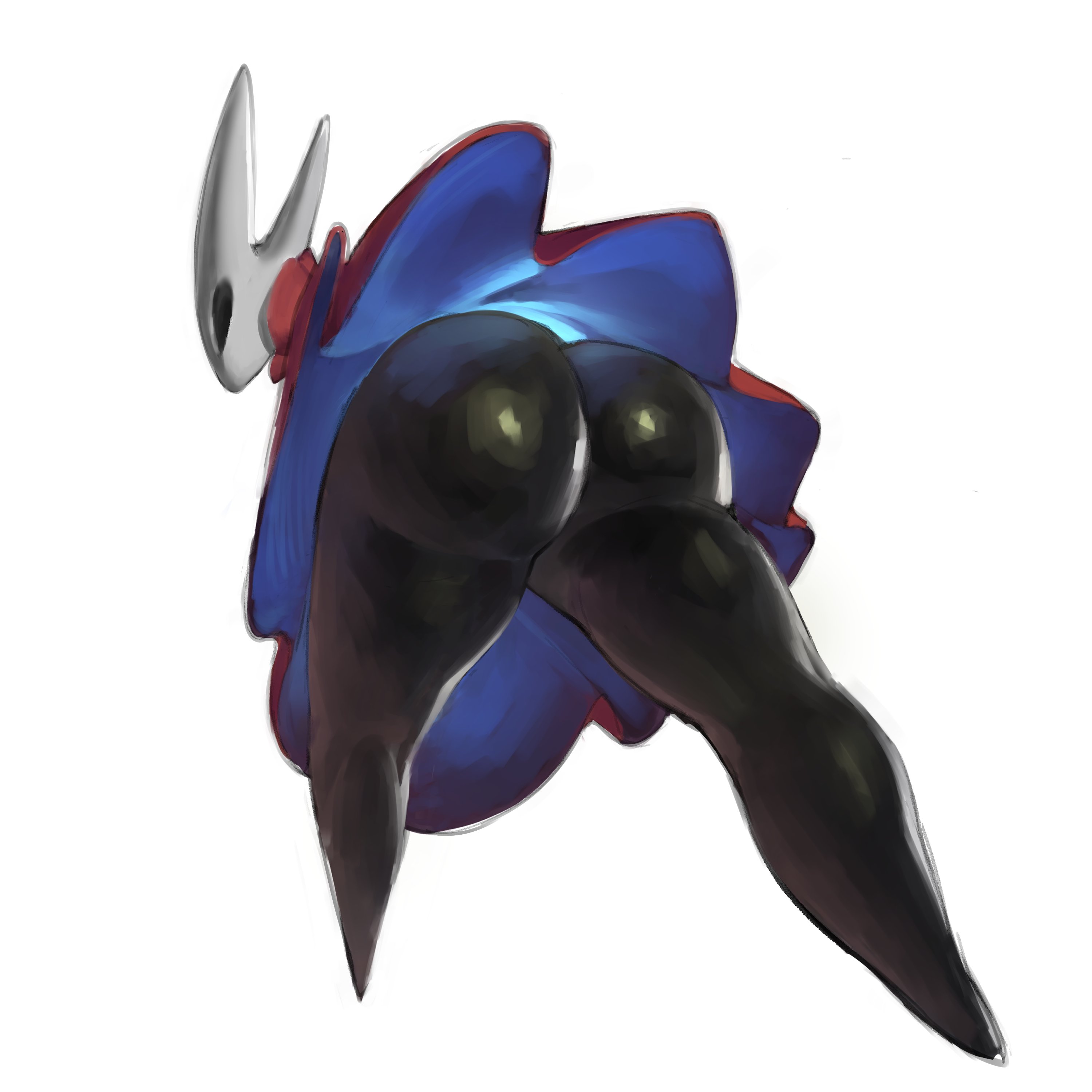 1girl, 1girls, 2 horns, anthro, arthropod, arthropod humanoid, ass, ass crack, ass focus, big ass, big butt, black body, butt, butt crack, butt focus, buttocks, fat ass, fat butt, hollow knight, hollow knight (franchise), hollow knight: silksong, horn, hornet (hollow knight), horns, looking away, low-angle view, lumu, no panties, no underwear, rear view, silksong, skirt, solo, solo female, solo focus, upskirt