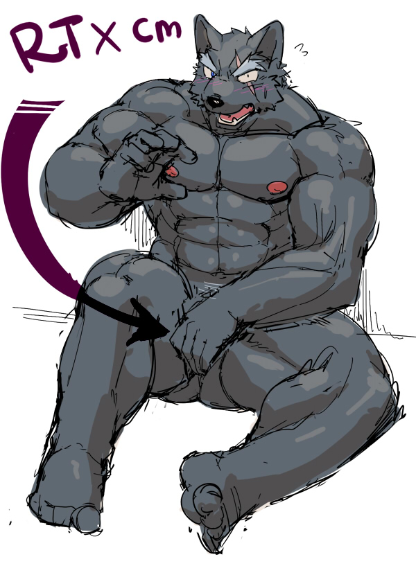 2015 abs anthro biceps canine fur male male_only mammal muscular muscular_male nipples nude pecs tsukigata_rossi wolf