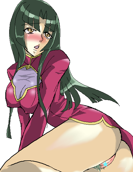 brown_eyes erect_nipples green_hair gundam gundam_00 kisou_nowora long_hair no_panties oekaki pubic_hair wang_liu_mei