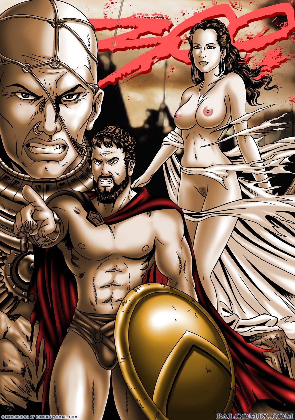 1girls 2boys 300 ancient_greece ancient_history ancient_persia cover_page dark_horse female gorgo history human human_only leonidas light-skinned_female light-skinned_male light_skin male sparta xerxes_the_great