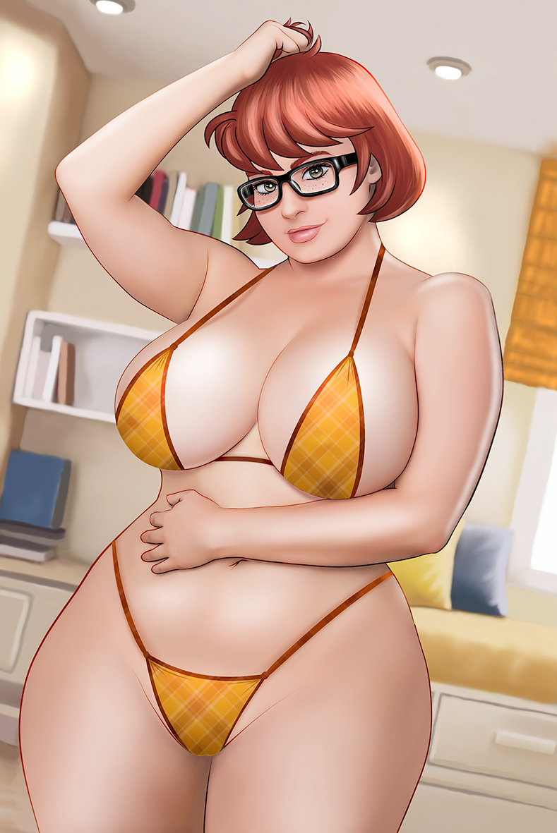 bbw, bikini, female, female only, glasses, hanna-barbera, rullus, scooby-doo, solo, velma dinkley