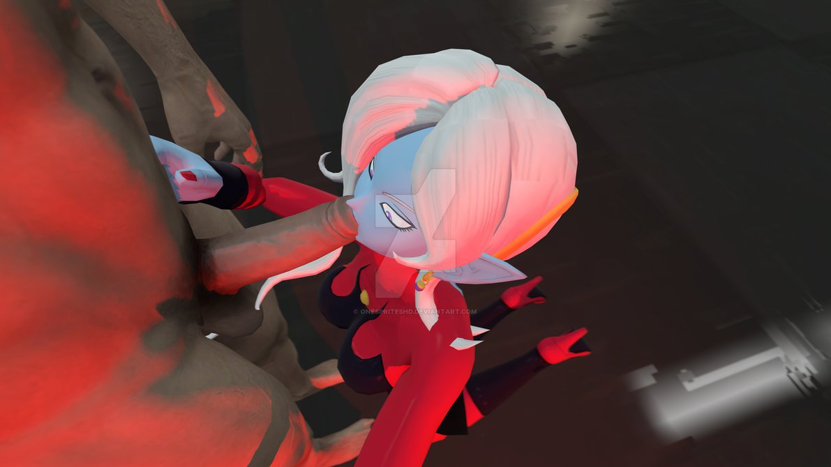 3d blue_skin demon_girl dragon_ball dragon_ball_xenoverse fellatio female towa white_hair