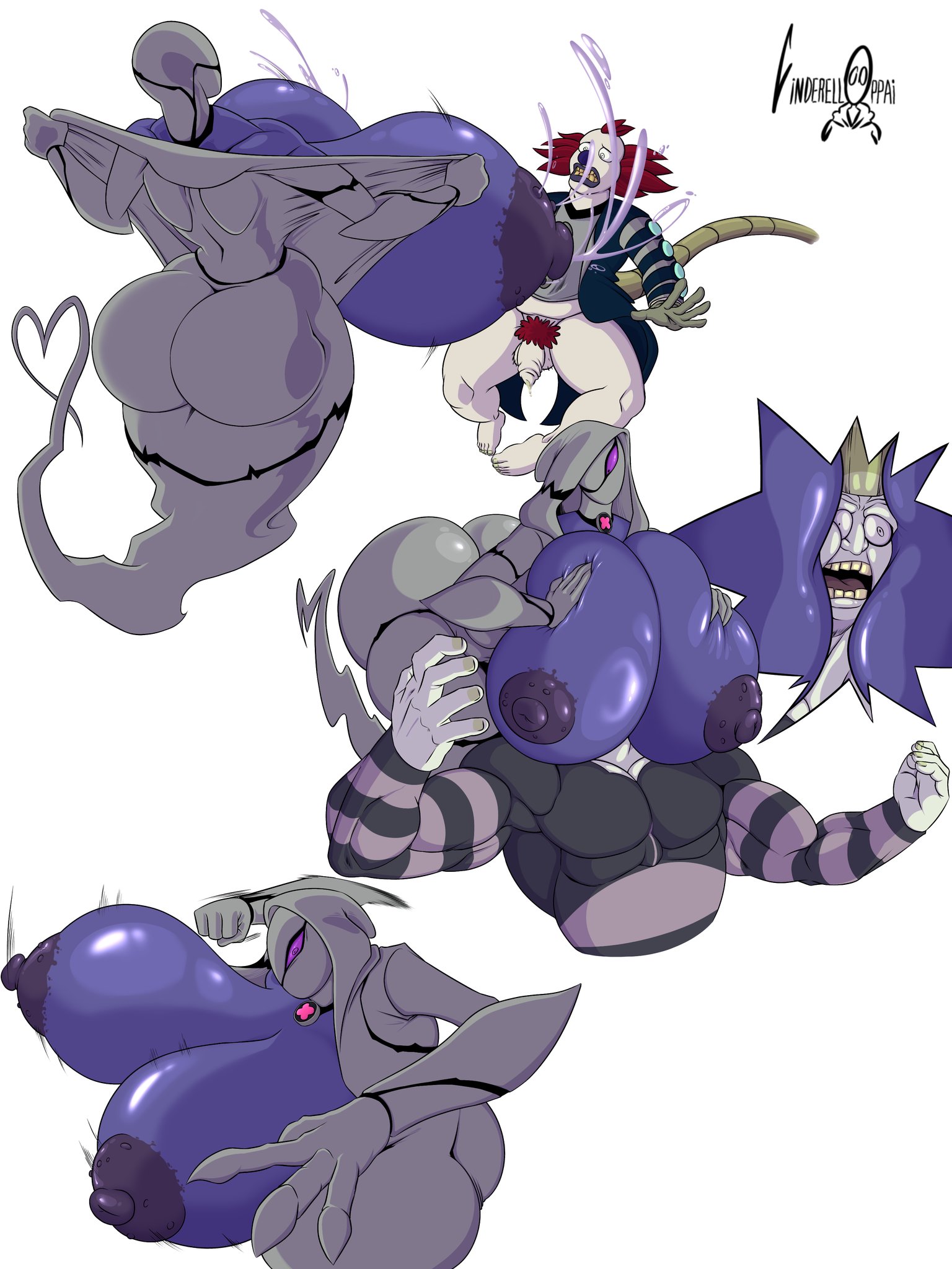 ass, ben 10, big ass, big breasts, breasts, breasts press, breasts pressed together, chaquetrix, cinderello, female, ghostfreak, huge ass, huge breasts, male, milking breasts, nipples, penis, small penis