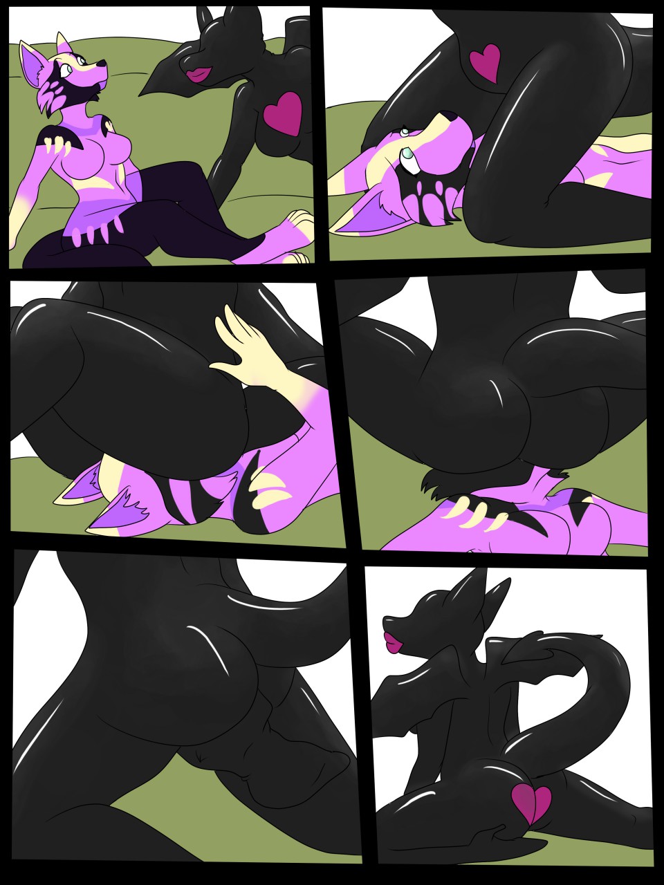 absorption_vore anthro axelferdinan bat beholdervee big_lips breasts canine clothing duo female footwear fox furry heart herm high_heels intersex lips mammal shiny shoes transformation vore wings