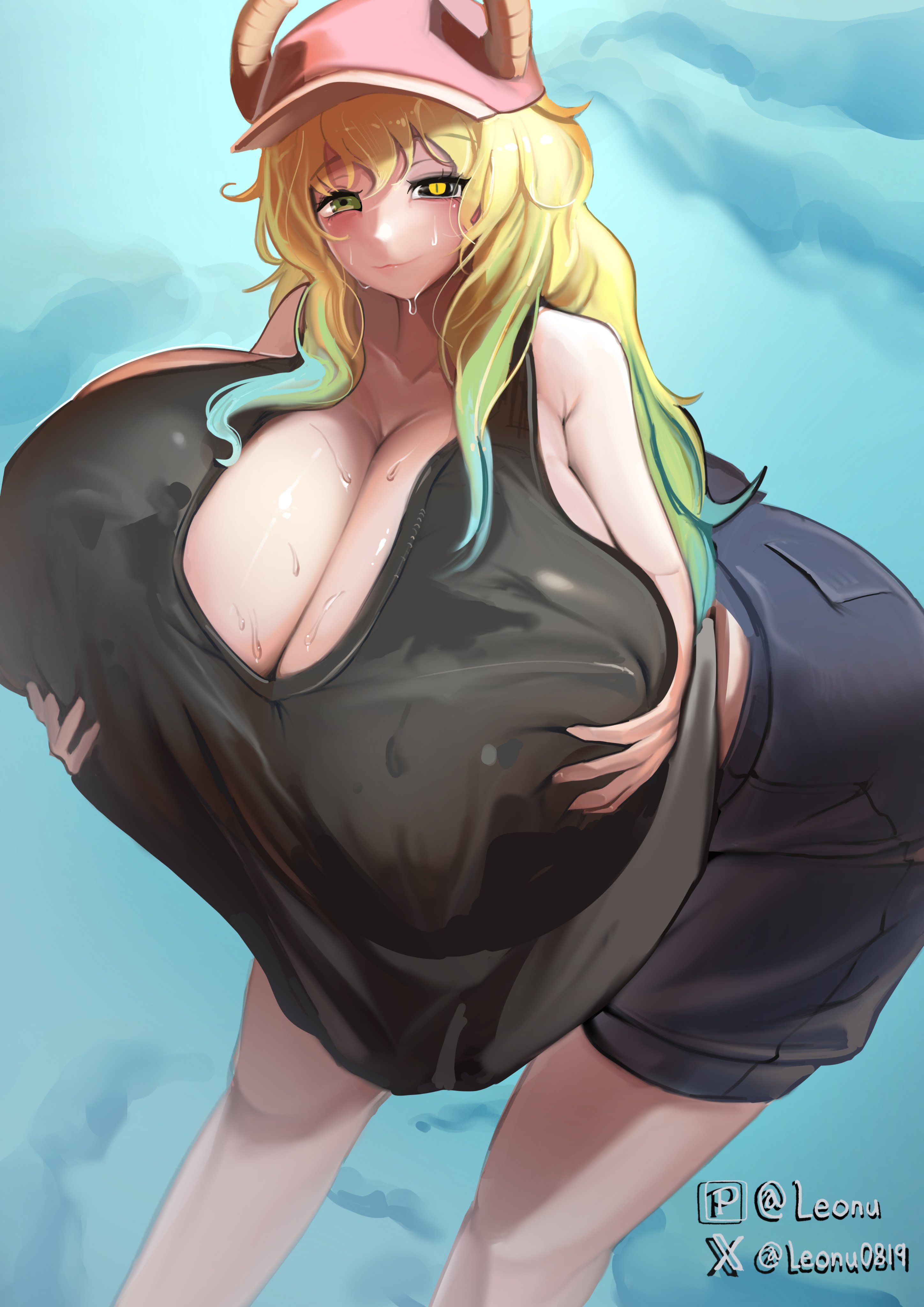 1girls, breasts, breasts bigger than head, female, huge breasts, hyper, hyper breasts, leonu, lucoa, miss kobayashi's dragon maid, quetzalcoatl (dragon maid), solo female, tagme