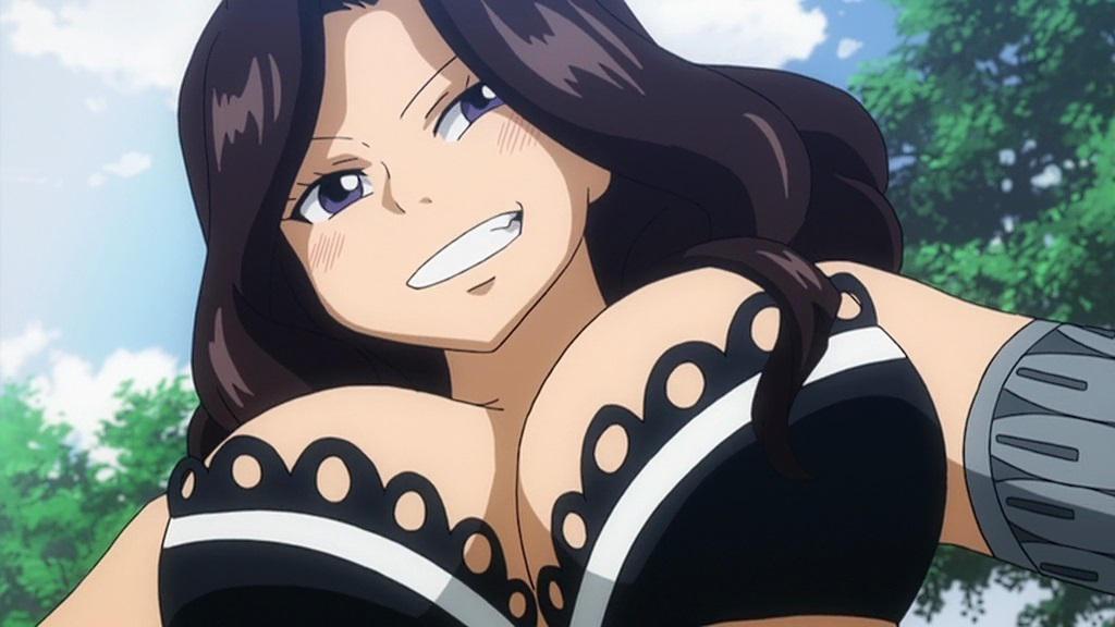 1girls, 2d, anime, anime screencap, black bra, bra, brown hair, brown-haired female, cana alberona, ecchi, fairy tail, fanservice, female, official art, screencap, screenshot, sexy