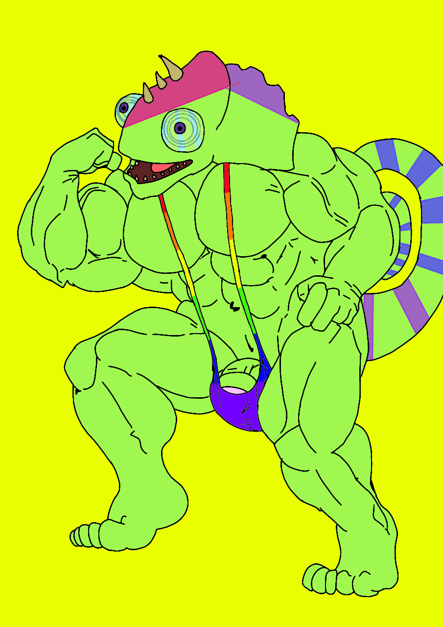 1boy almost_naked anthro anthro_on_anthro bara biceps big_blue_bubble blue_mankini blue_sclera buff bulge bulge_through_clothing bulge_through_swimsuit bulge_through_underwear bulge_under_clothes bulge_under_swimsuit chameleon chameleon_humanoid chameleon_tail color colored colored_mankini colored_skin colored_tail ethereal ethereal_island ethereal_monster flex flexing flexing_arm flexing_muscles gay green_body green_mankini green_skin kazilleon lime_background lizard male mankini msm muscular muscular_male my_singing_monsters my_singing_monsters:_dawn_of_fire orange_mankini pecs penis purple_eyes purple_mankini purple_pupils red_mankini sexuality_mankini sexy smile thong traced traced_art yellow_background yellow_mankini