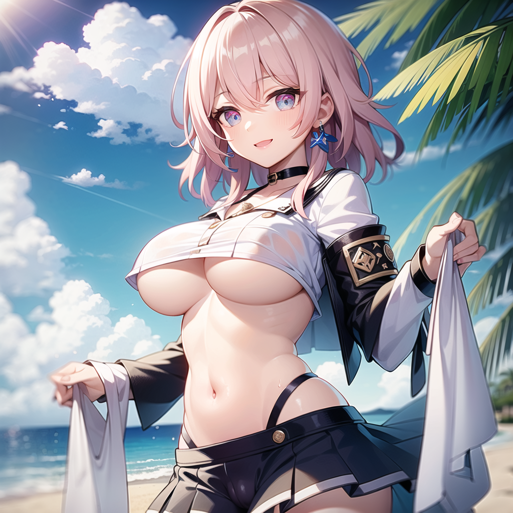 ai_generated breasts busty clothed_female clothing honkai:_star_rail march_7th_(honkai:_star_rail) nude posing stable_diffusion underboob