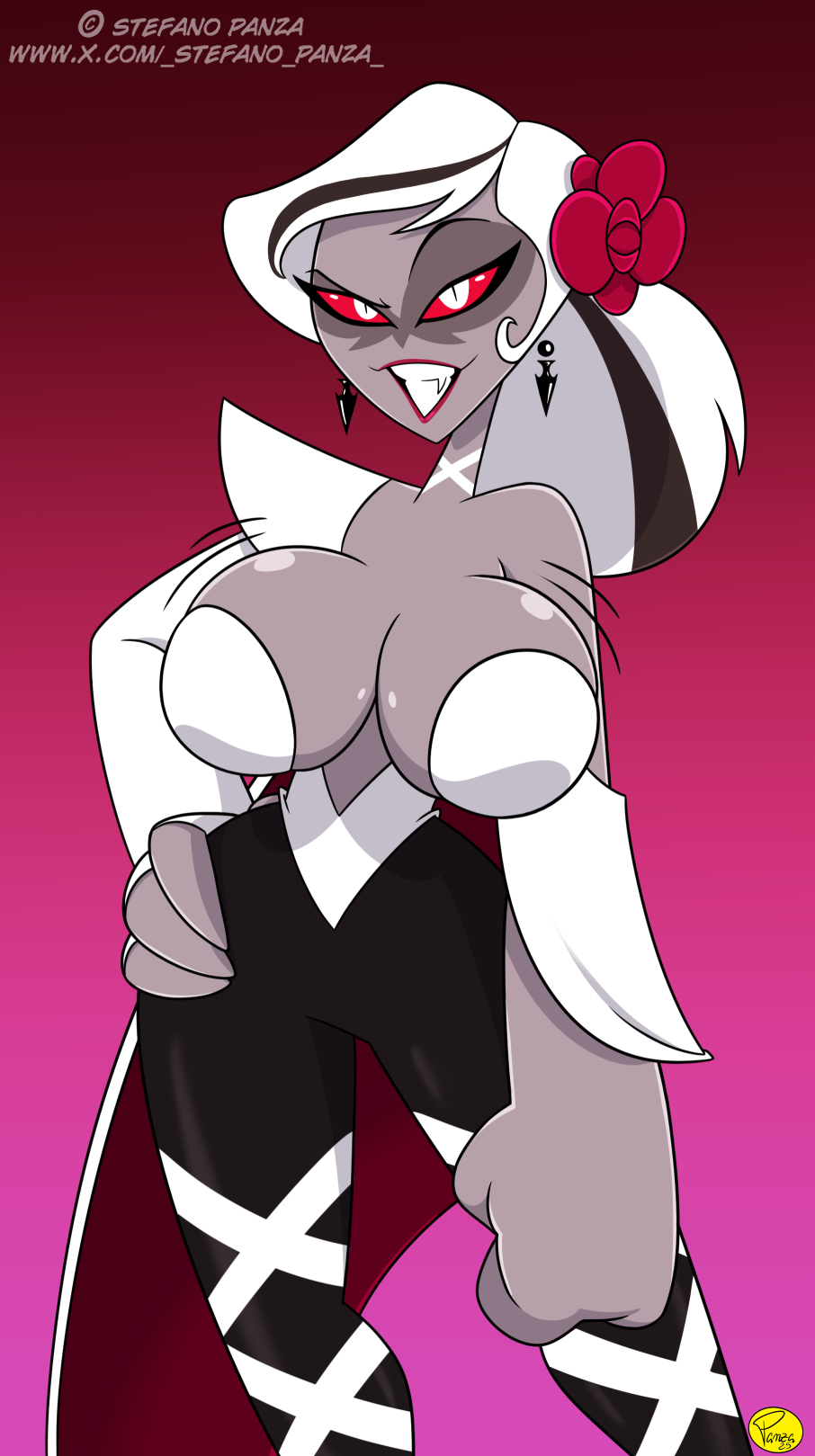 1girls, 1milf, 2025, amazon prime, artist name, ass, big ass, big breasts, boob window, breasts, carmilla carmine, cleavage, cleavage cutout, cleavage window, clothed, clothed female, clothing, demon milf, dress, dress slip, ear piercing, ear ring, earrings, english, english text, eyebrow raise, eyebrows, female, female focus, female only, flower, flower in hair, formal wear, fully clothed, fully clothed female, gray-skinned female, grey body, grey skin, grey-skinned female, hand on hip, hazbin hotel, ilpanza, lips, lipstick, mature, mature female, milf, mother, pierced ears, piercing, piercings, raised eyebrow, red eyes, red eyes female, red lips, red lipstick, red-eyed female, solo, solo female, solo focus, spindlehorse toons, text, thick thighs, thighs, twitter, twitter username, vivienne medrano, vivziepop, white hair, white hair female