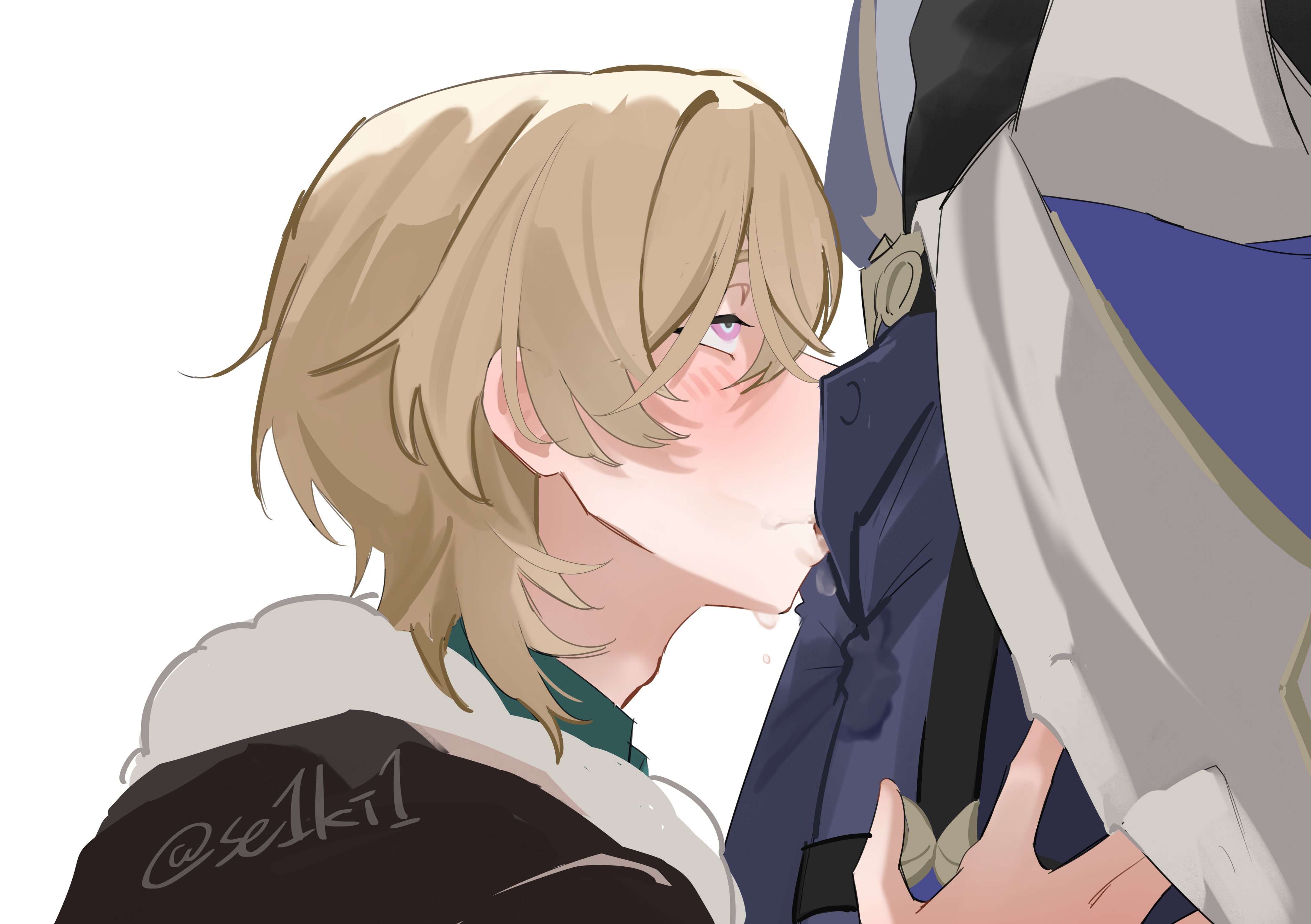 aventurine (honkai: star rail), blowjob, dr. ratio (honkai: star rail), gay, honkai: star rail, implied fellatio, implied oral, yaoi