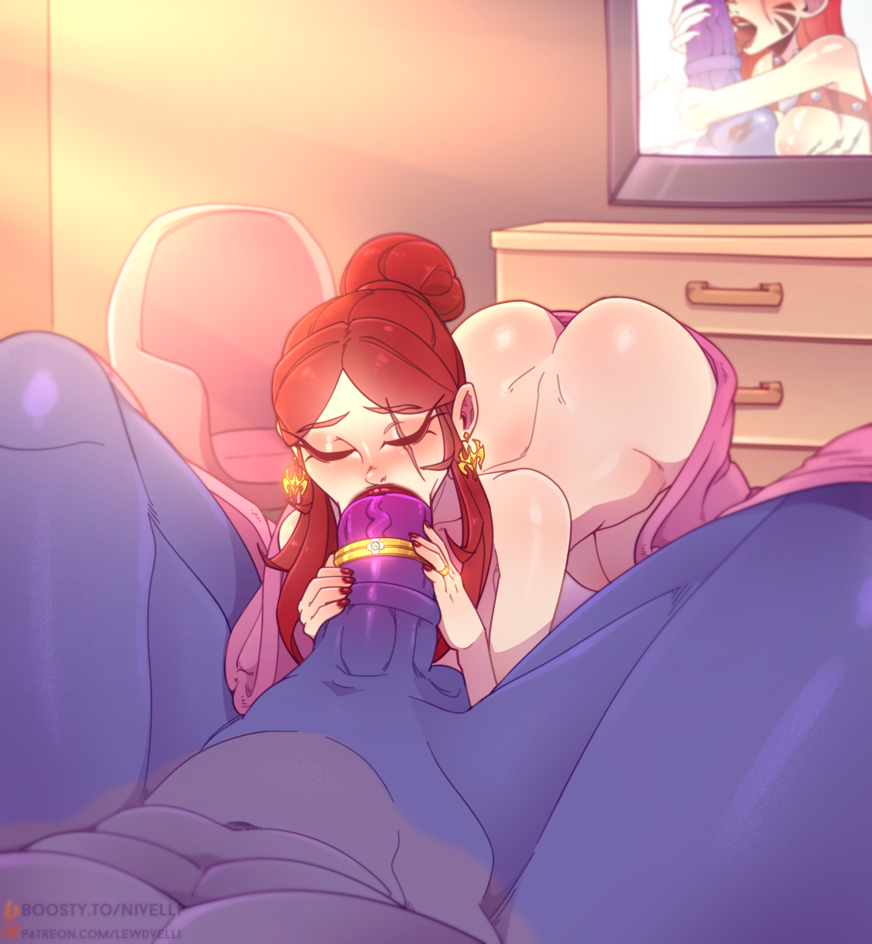 1anthro, 1boy, 1girls, 2025, accessory, alistar, animal genitalia, animal penis, anthro, anthro penetrating, anthro penetrating human, background, big ass, big butt, big cock, big dom small sub, big penis, blanket, blowjob, blowjob face, blowjob pov, blue body, blue fur, blue skin, bovid, bovine, cock ring, cock ring (decorative), cock worship, curvaceous, curvy, curvy body, curvy female, deep blowjob, deepthroat, down to the base, duo, ear piercing, ear ring, earrings, equine genitalia, equine penis, european mythology, eye scar, eyes closed, facial scar, fellatio, female, female human, female human/male anthro, female on anthro, female on top, female penetrated, fur, genitals, gold earrings, greek mythology, hair, hair bun, hairbun, hi res, holding penis, horse penis, horsecock, huge cock, huge penis, human, human female, human focus, human on anthro, human penetrated, interspecies, jewelry, katarina du couteau, larger anthro, larger male, league of legends, league of legends: wild rift, lewdvelli, light skin, light-skinned female, lipstick, long bangs, long eyelashes, long hair, makeup, male, male anthro, male anthro/female human, male penetrating, male penetrating female, male/female, mammal, married couple, married to feral, married to monster, married woman, minotaur, monster, monster cock, monster sex, morning blowjob, morning wood, muscles, muscular, muscular anthro, muscular male, mythology, nivelli, not furry focus, oral, penetration, penile, penis, penis accessory, penis jewelry, photo, photo on wall, picture on wall, piercing, purple body, purple fur, red hair, red lipstick, ring (jewelry), ring on finger, ring piercing, riot games, scar, scar across eye, scar on face, sex, size difference, small sub big dom, smaller female, smaller human, solo focus, sucking dick, sucking penis, tencent, thick ass, thick thighs, throat swabbing, to the base, under blanket, video games, wedding ring, wedding rings, wife, wife and husband