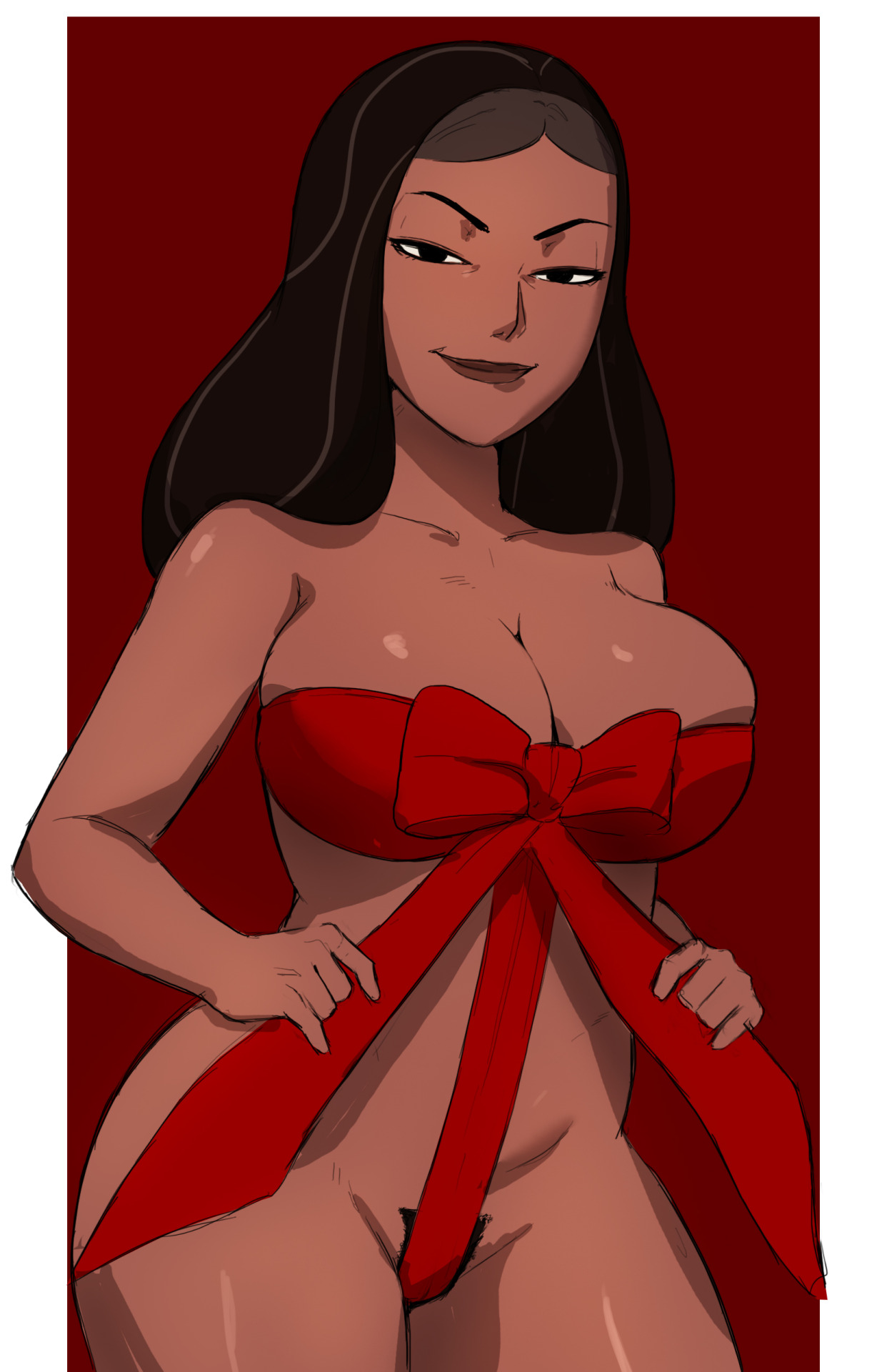 1girls, bare shoulders, belly, breasts, brown hair, cartoon network, cleavage, covered breasts, dark skin, dark-skinned female, female, female only, hips, large breasts, legs, lipstick, long hair, milf, naavs, priyanka maheswaran, pubic hair, pussy, ribbon, solo, steven universe, straight hair, thighs, unshaved pussy, voluptuous