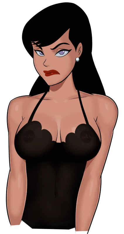 1girls, black hair, breasts, cleavage, covered breasts, covered nipples, dc, dc comics, dcau, female, female only, large breasts, lois lane, lois lane (dcau), long hair, nipples, purple eyes, solo, sunsetriders7, superman (series), superman: the animated series