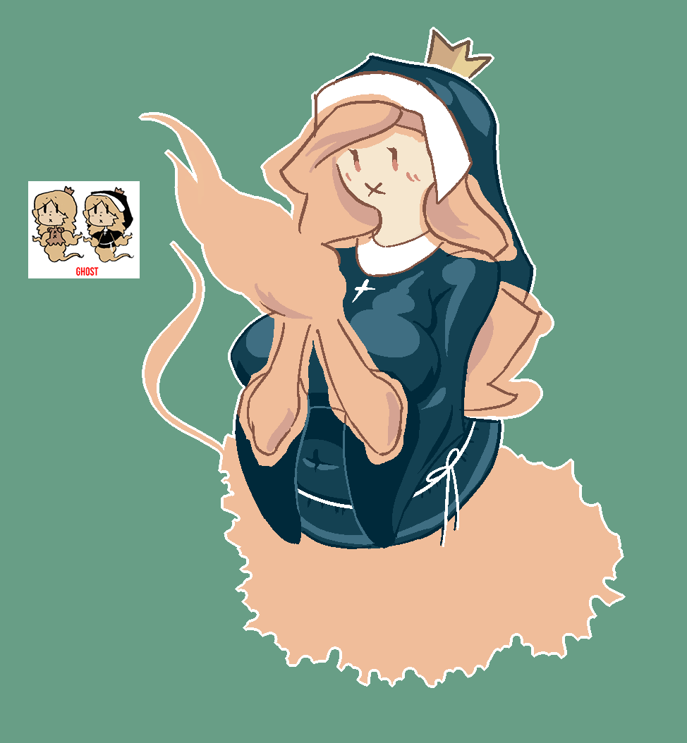 1girls crown drawfruit ghost ghost_princess ghost_princess_(towergirls) honhearthy reference reference_image solo towergirls